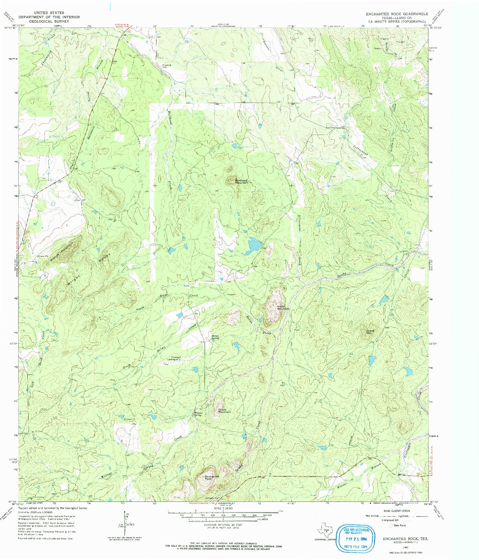 USGS 1:24000-SCALE QUADRANGLE FOR ENCHANTED ROCK, TX 1967