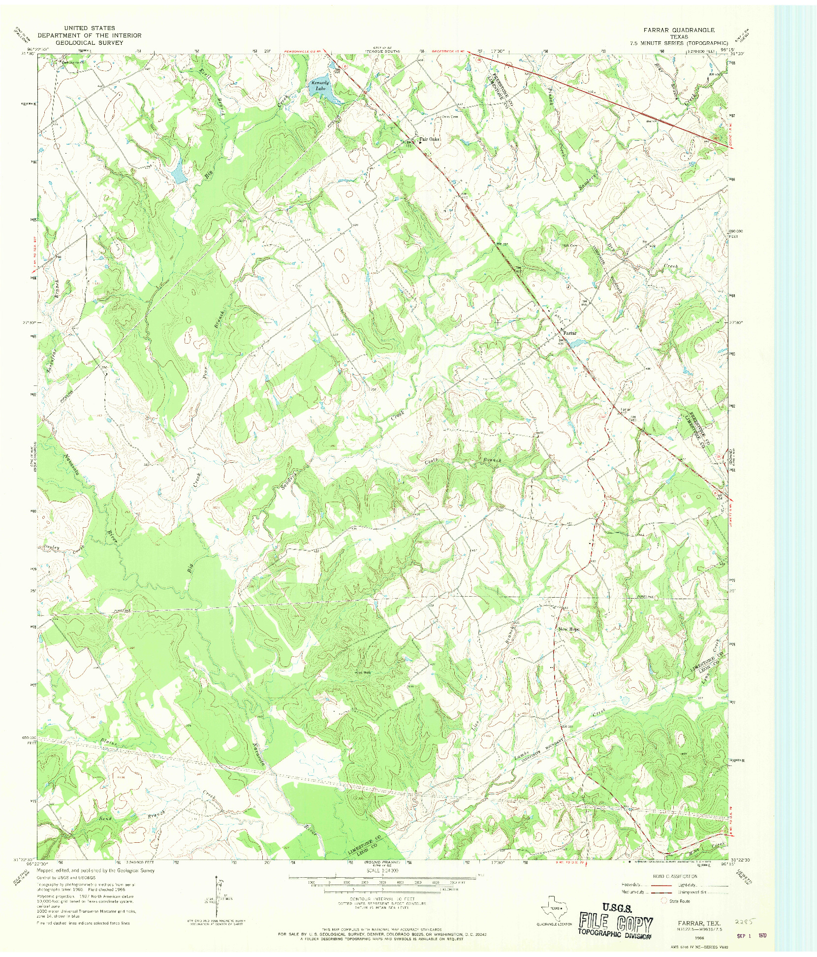 USGS 1:24000-SCALE QUADRANGLE FOR FARRAR, TX 1966