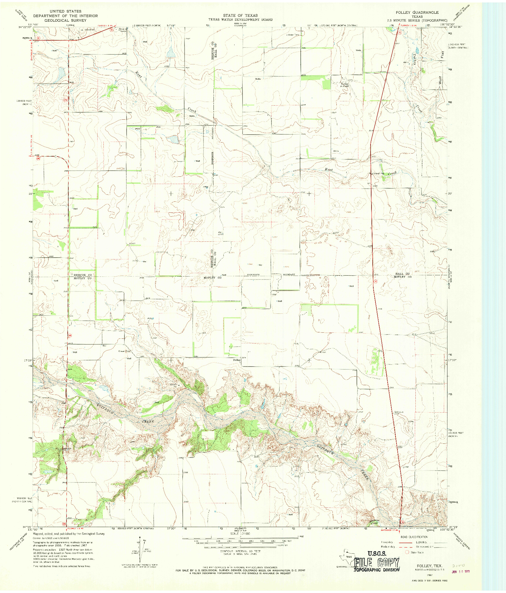 USGS 1:24000-SCALE QUADRANGLE FOR FOLLEY, TX 1967