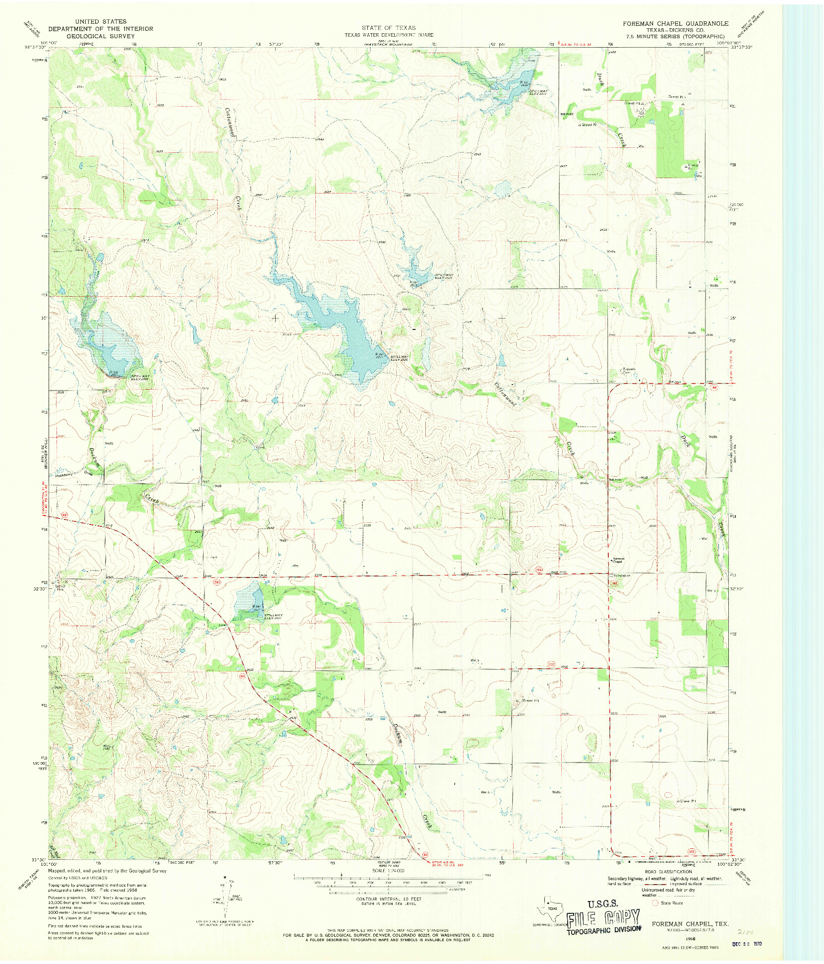 USGS 1:24000-SCALE QUADRANGLE FOR FOREMAN CHAPEL, TX 1968