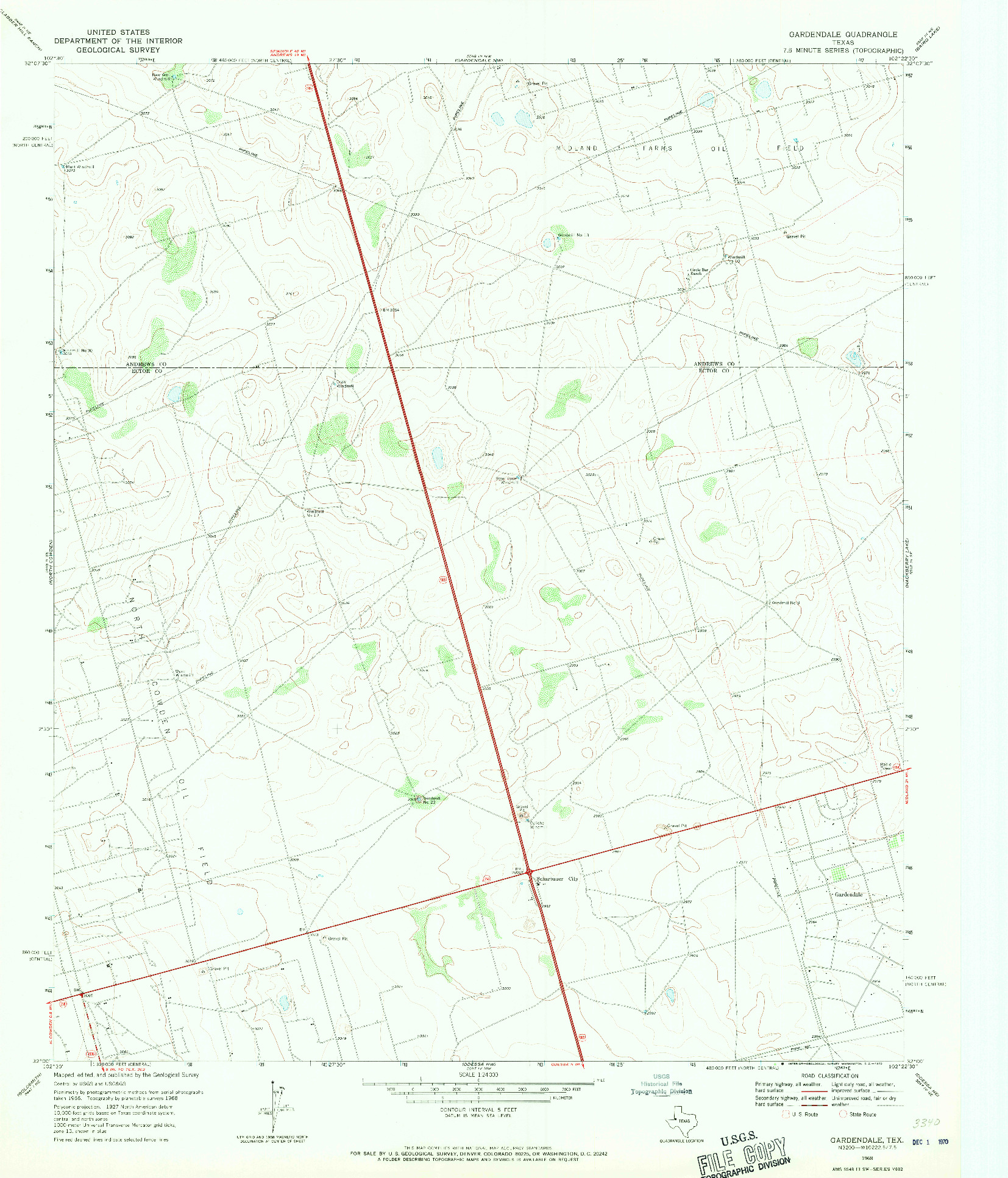 USGS 1:24000-SCALE QUADRANGLE FOR GARDENDALE, TX 1968
