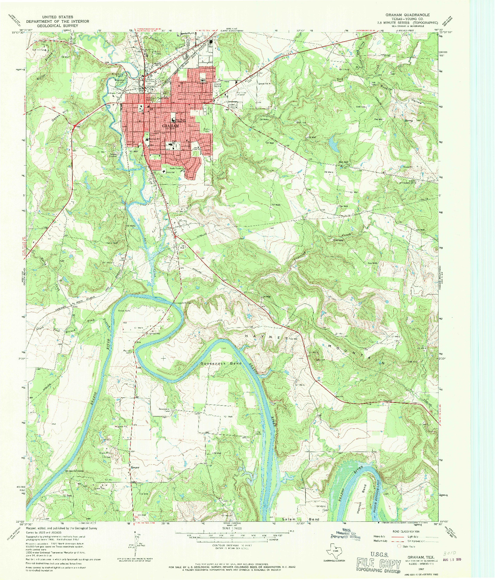 USGS 1:24000-SCALE QUADRANGLE FOR GRAHAM, TX 1967