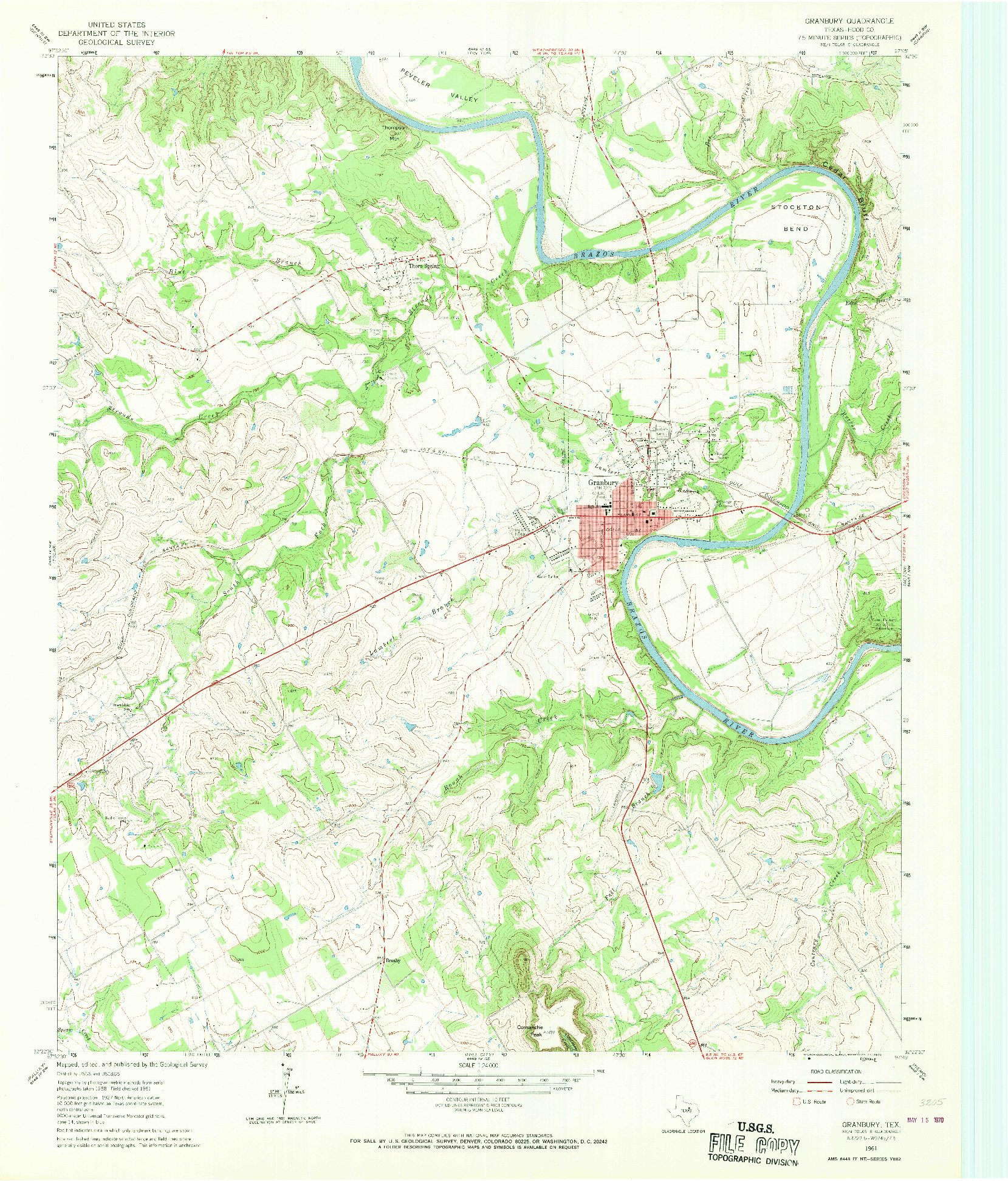 USGS 1:24000-SCALE QUADRANGLE FOR GRANBURY, TX 1961