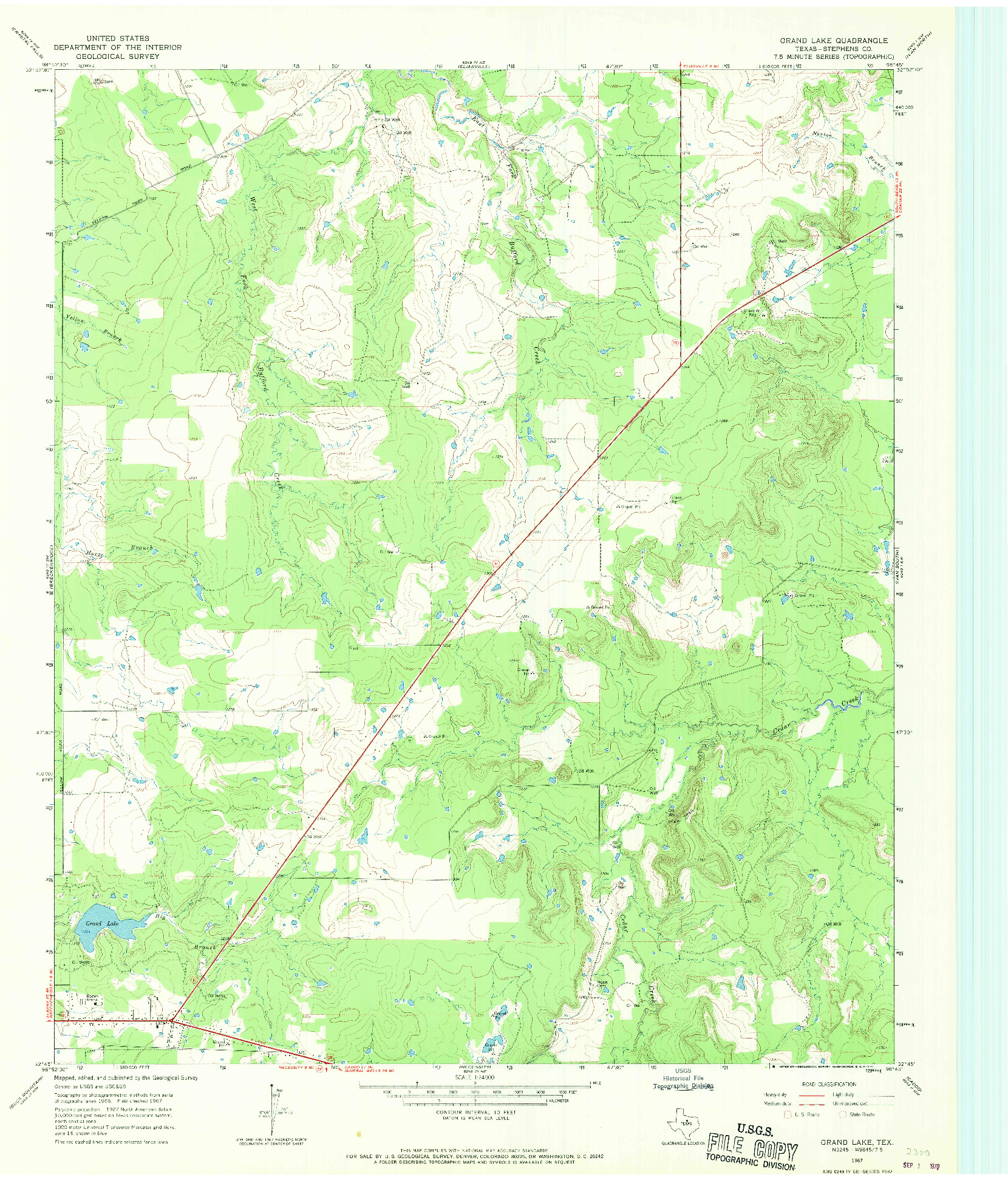 USGS 1:24000-SCALE QUADRANGLE FOR GRAND LAKE, TX 1967