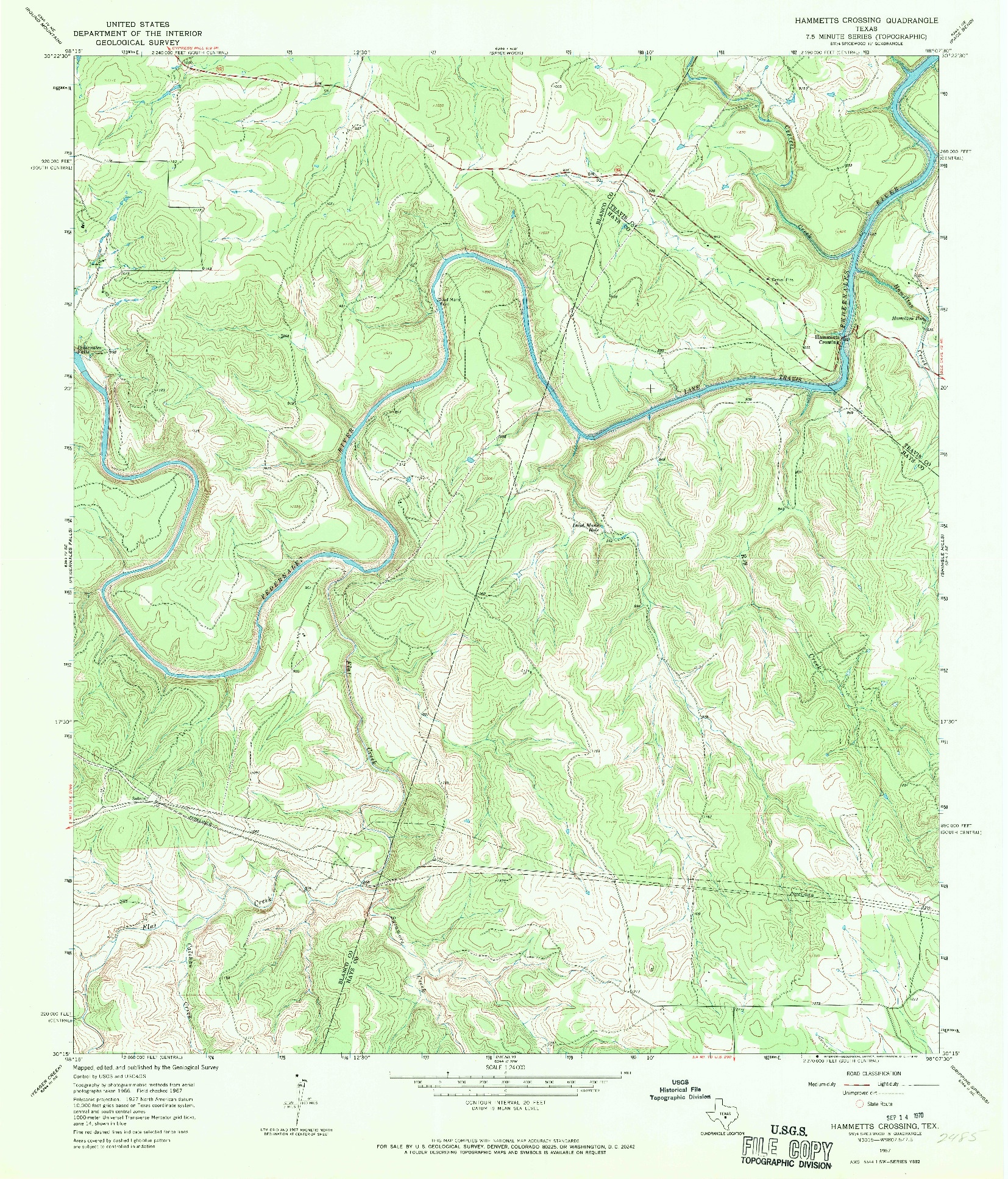 USGS 1:24000-SCALE QUADRANGLE FOR HAMMETTS CROSSING, TX 1967