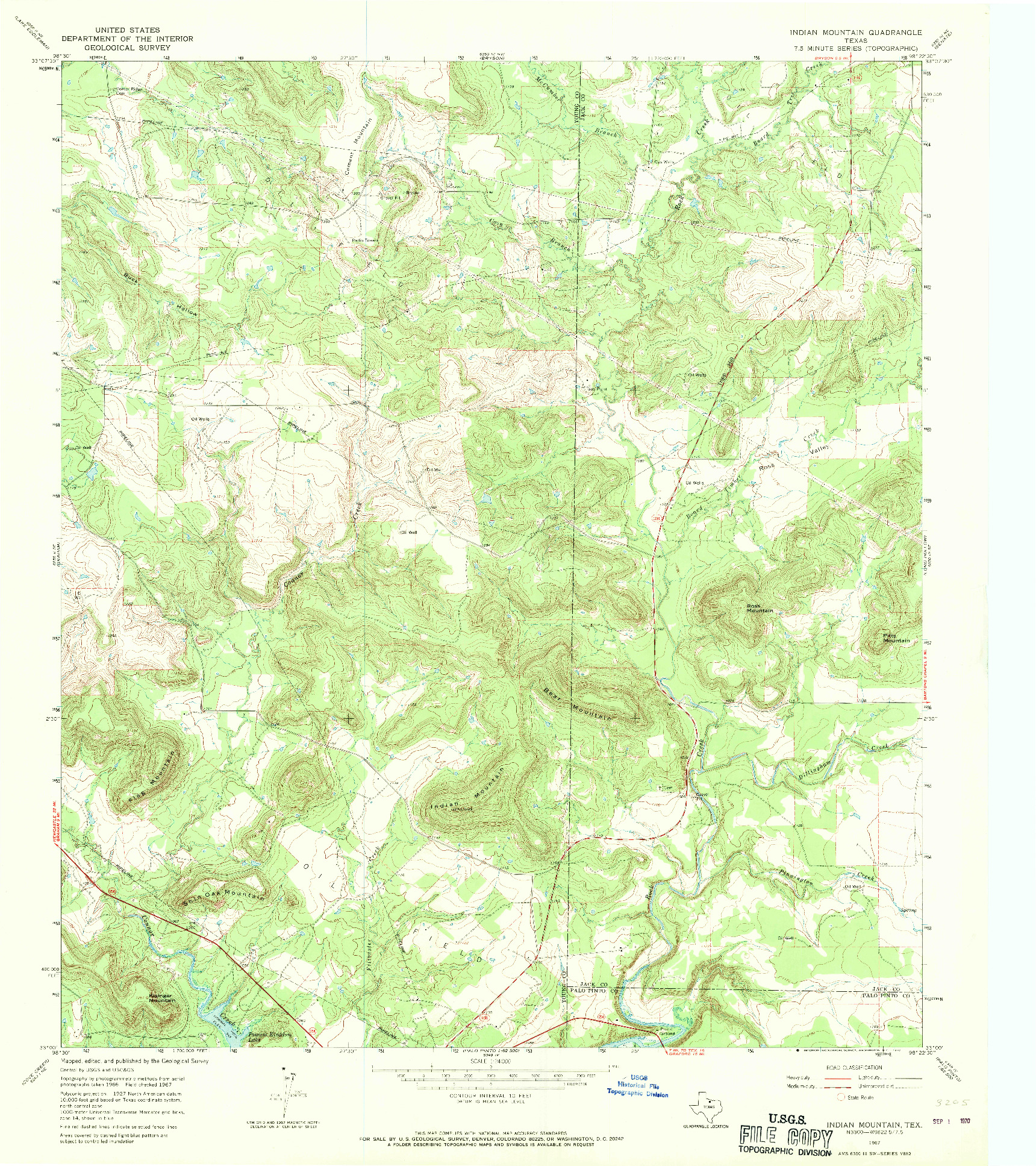 USGS 1:24000-SCALE QUADRANGLE FOR INDIAN MOUNTAIN, TX 1967