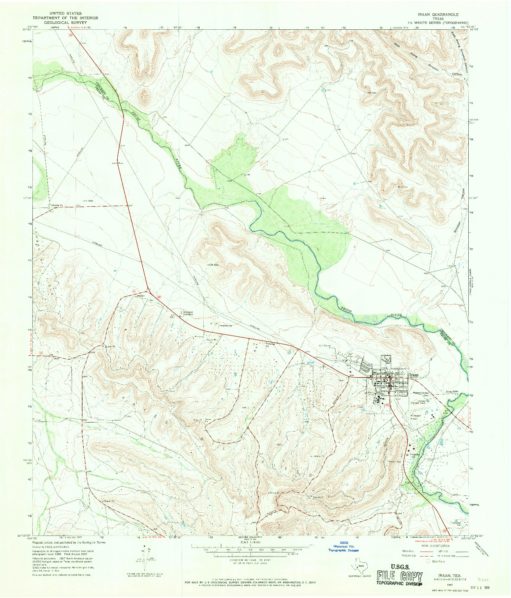 USGS 1:24000-SCALE QUADRANGLE FOR IRAAN, TX 1967