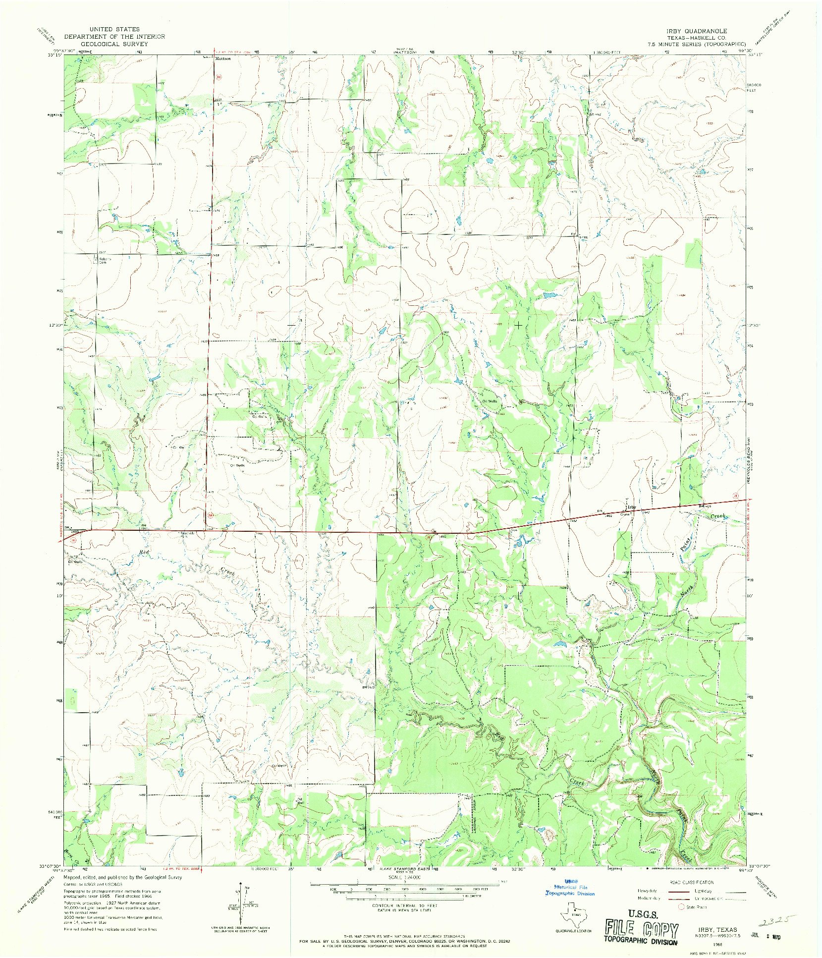 USGS 1:24000-SCALE QUADRANGLE FOR IRBY, TX 1966