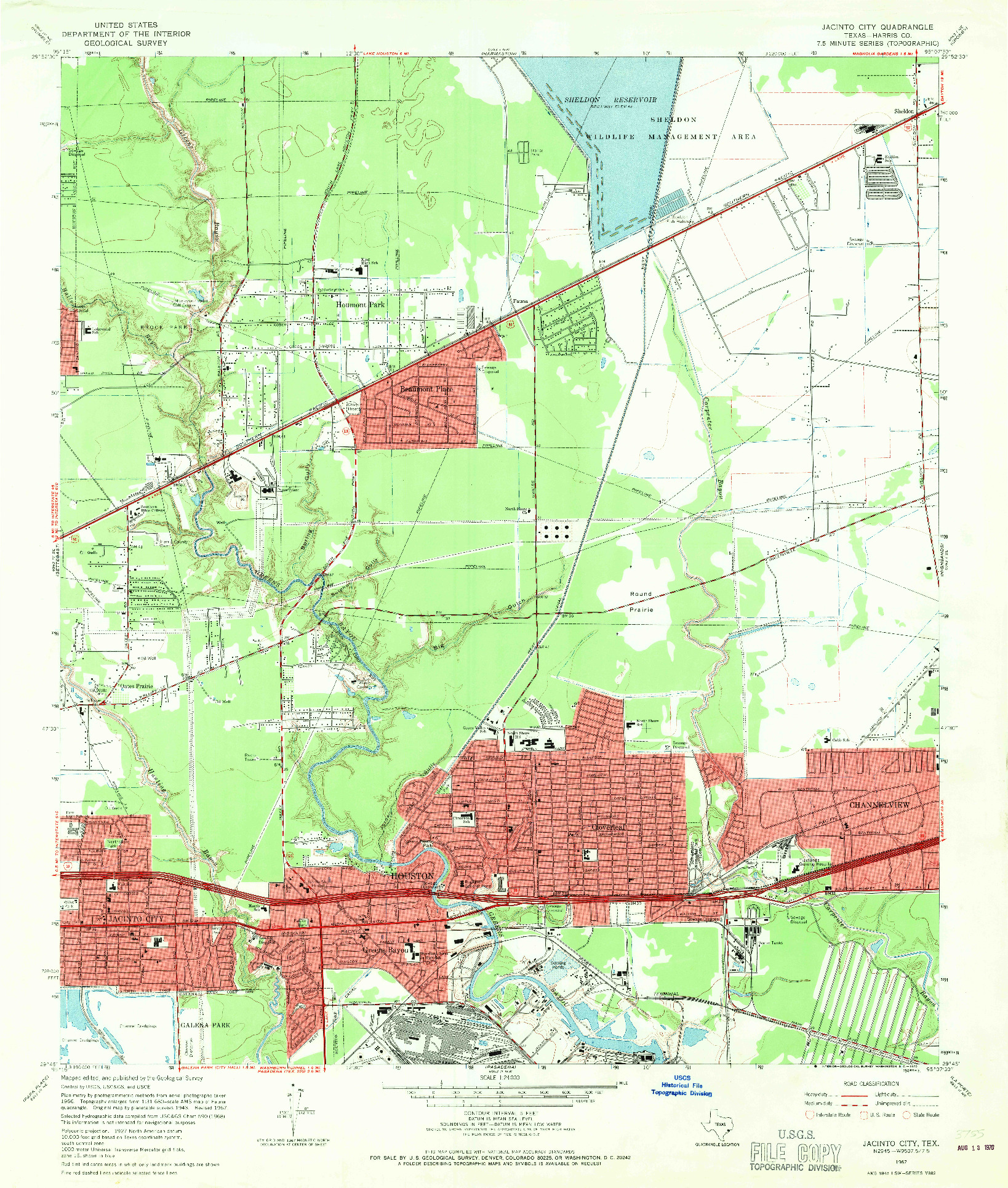 USGS 1:24000-SCALE QUADRANGLE FOR JACINTO CITY, TX 1967