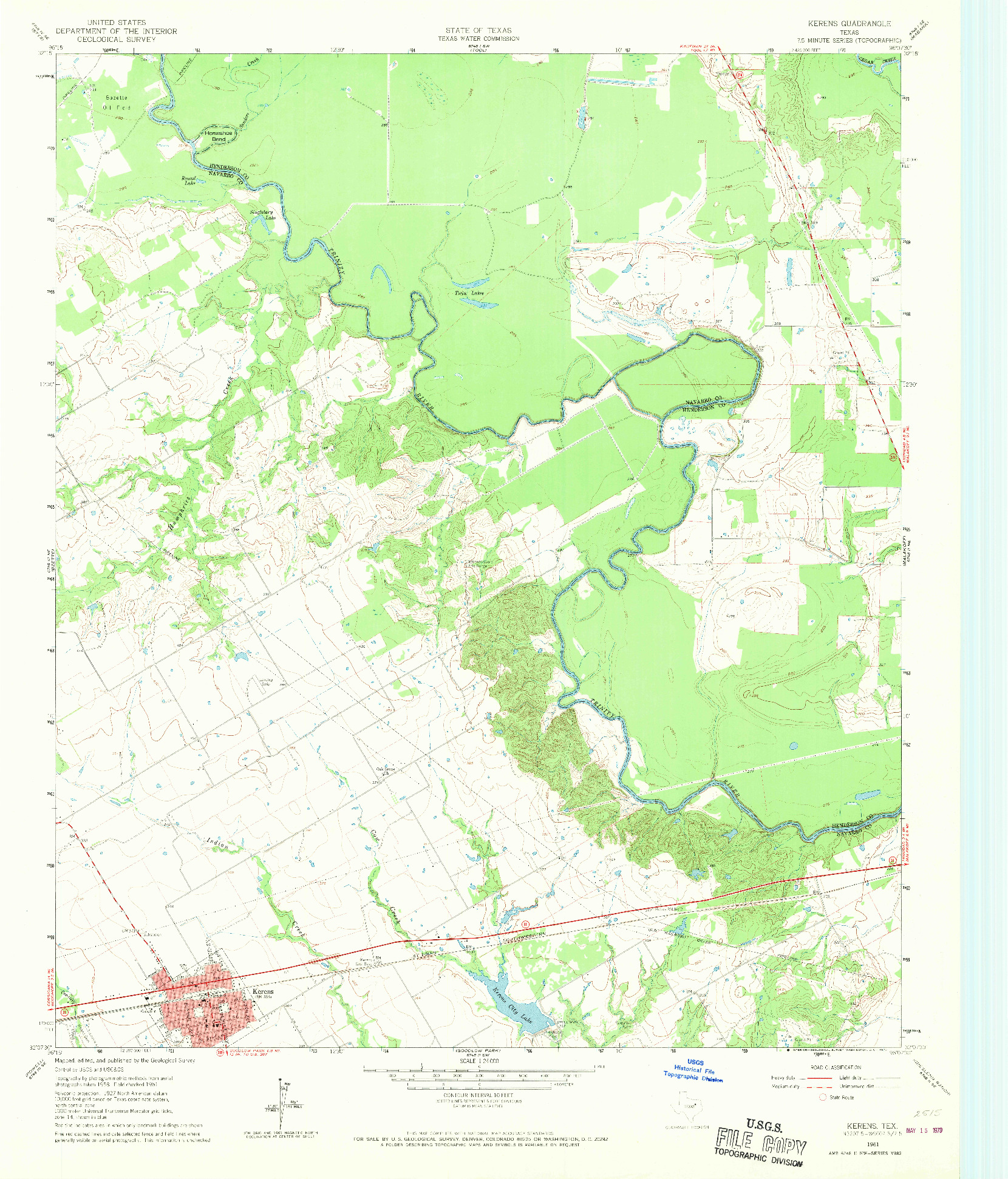 USGS 1:24000-SCALE QUADRANGLE FOR KERENS, TX 1961