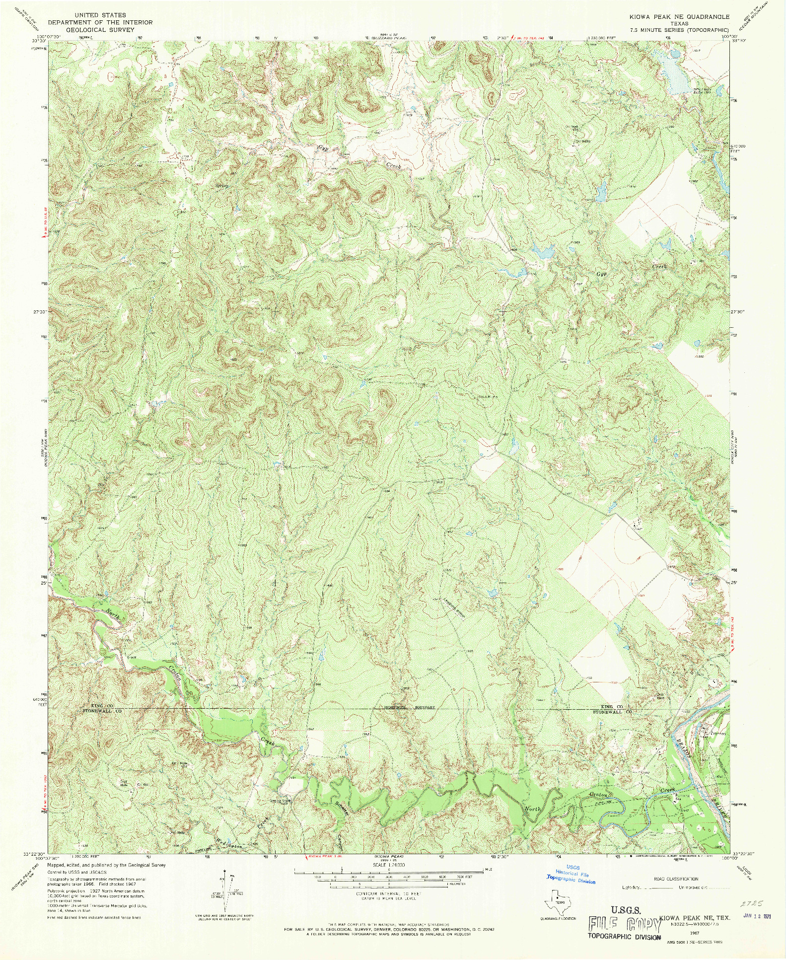 USGS 1:24000-SCALE QUADRANGLE FOR KIOWA PEAK NE, TX 1967