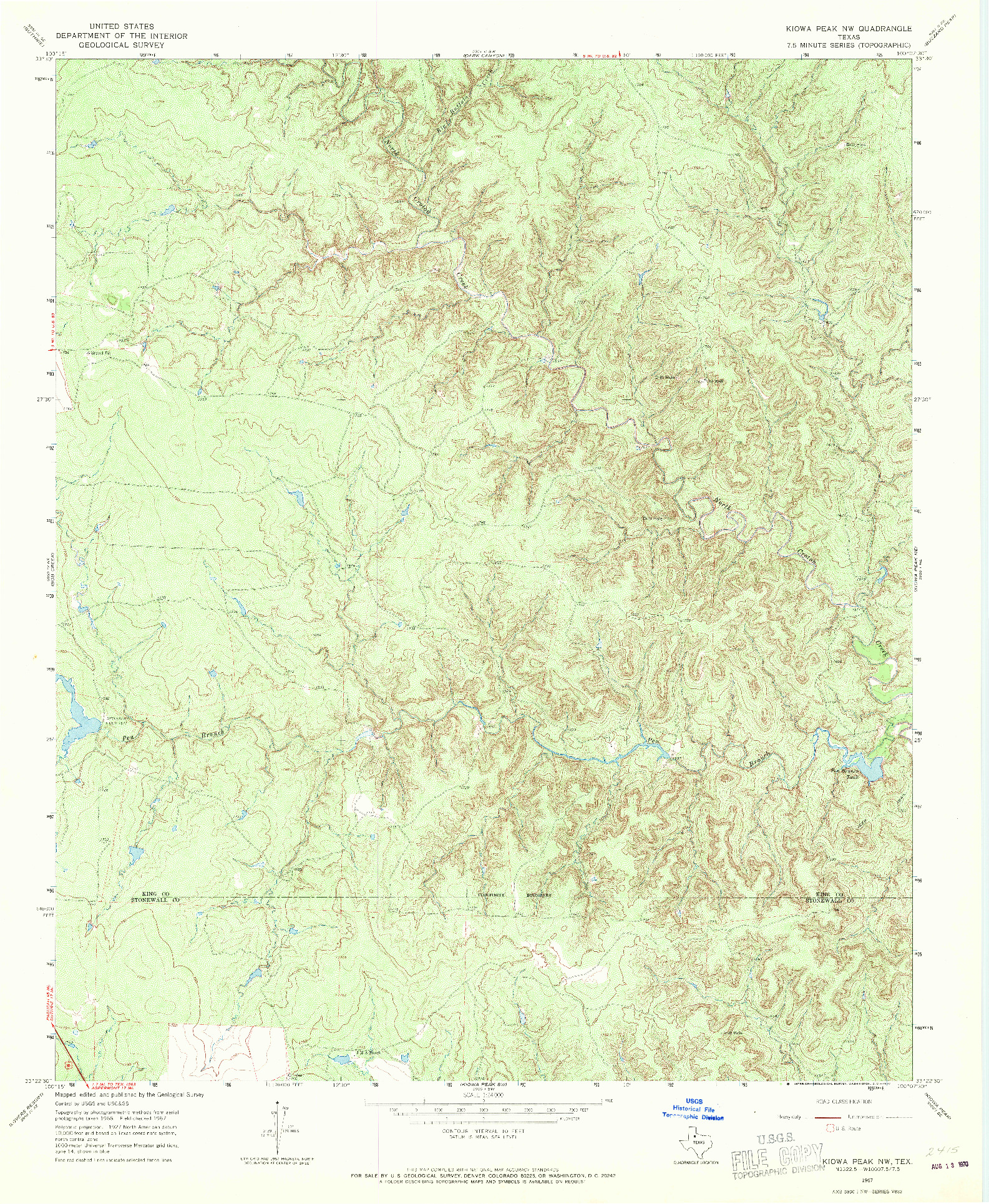 USGS 1:24000-SCALE QUADRANGLE FOR KIOWA PEAK NW, TX 1967