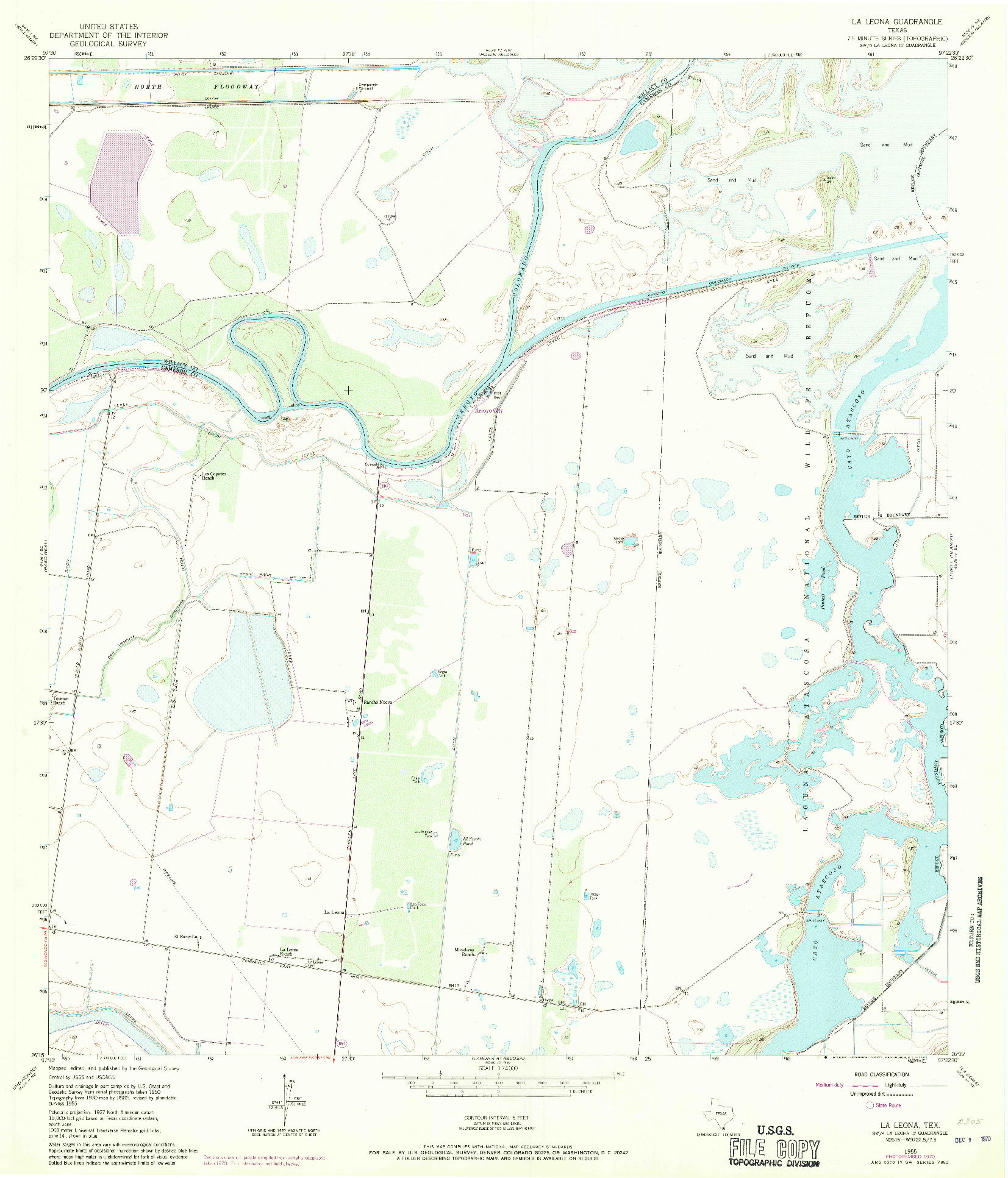 USGS 1:24000-SCALE QUADRANGLE FOR LA LEONA, TX 1955