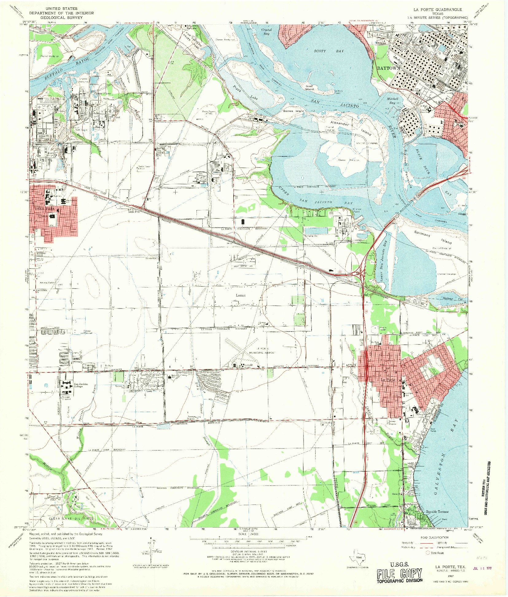 USGS 1:24000-SCALE QUADRANGLE FOR LA PORTE, TX 1967