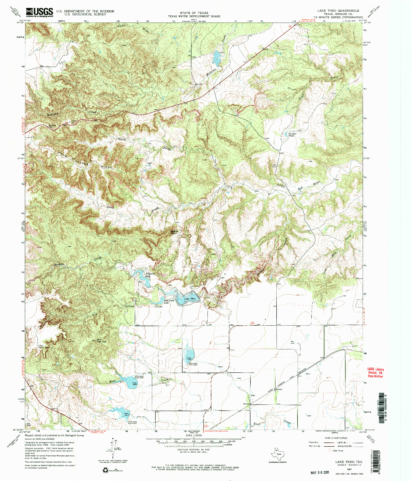 USGS 1:24000-SCALE QUADRANGLE FOR LAKE THEO, TX 1967