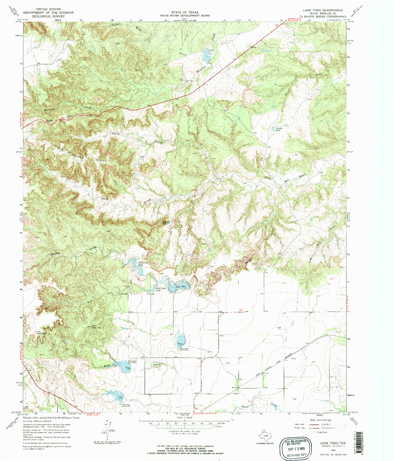 USGS 1:24000-SCALE QUADRANGLE FOR LAKE THEO, TX 1967