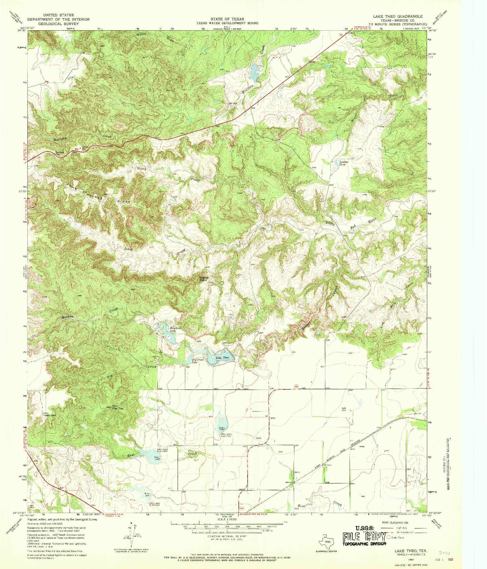 USGS 1:24000-SCALE QUADRANGLE FOR LAKE THEO, TX 1967