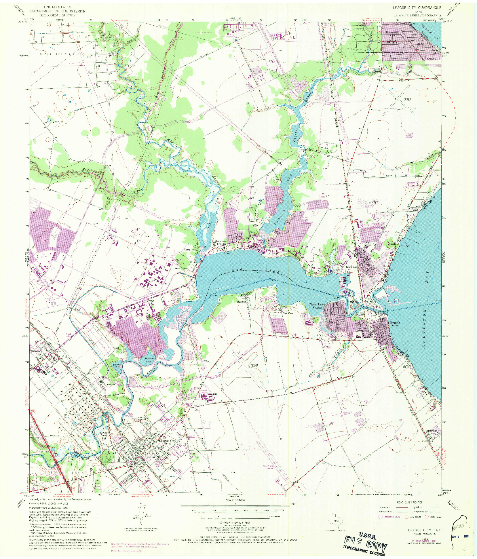 USGS 1:24000-SCALE QUADRANGLE FOR LEAGUE CITY, TX 1955