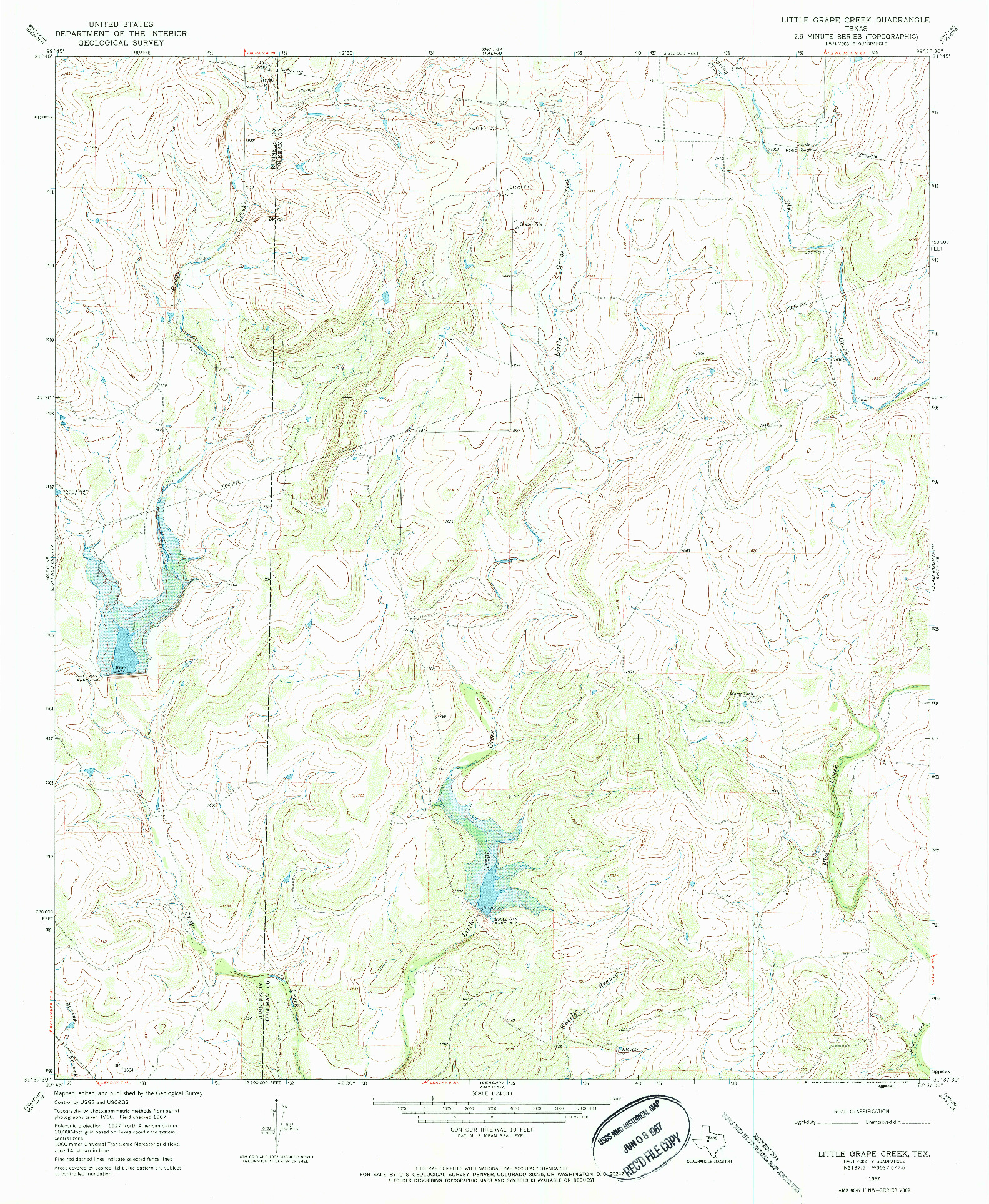 USGS 1:24000-SCALE QUADRANGLE FOR LITTLE GRAPE CREEK, TX 1967