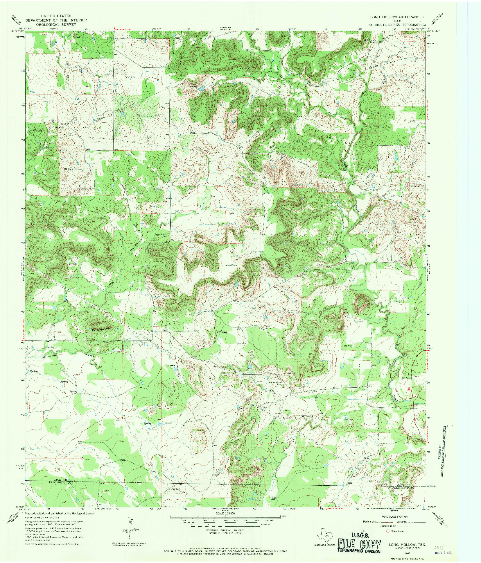 USGS 1:24000-SCALE QUADRANGLE FOR LONG HOLLOW, TX 1967