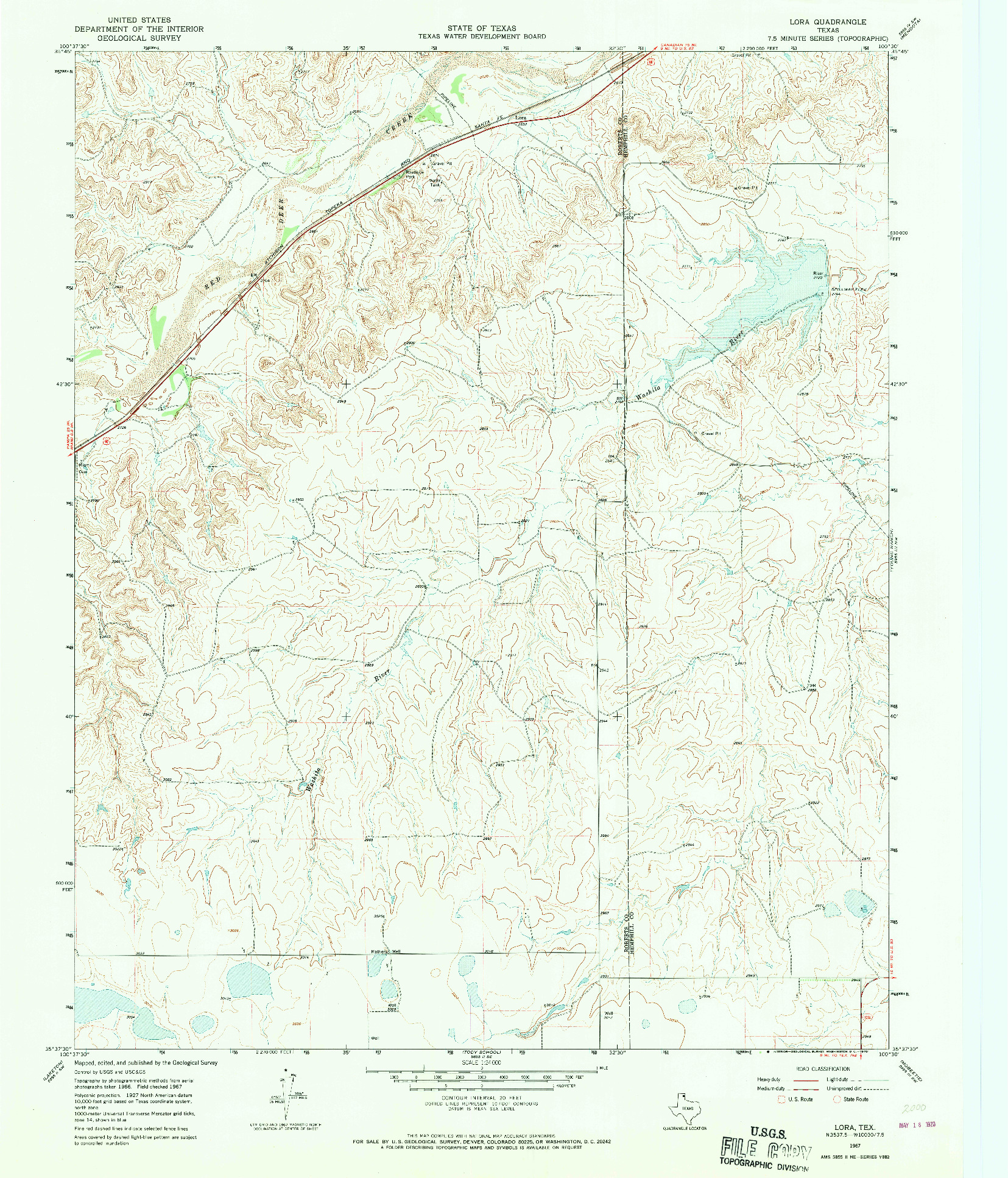 USGS 1:24000-SCALE QUADRANGLE FOR LORA, TX 1967