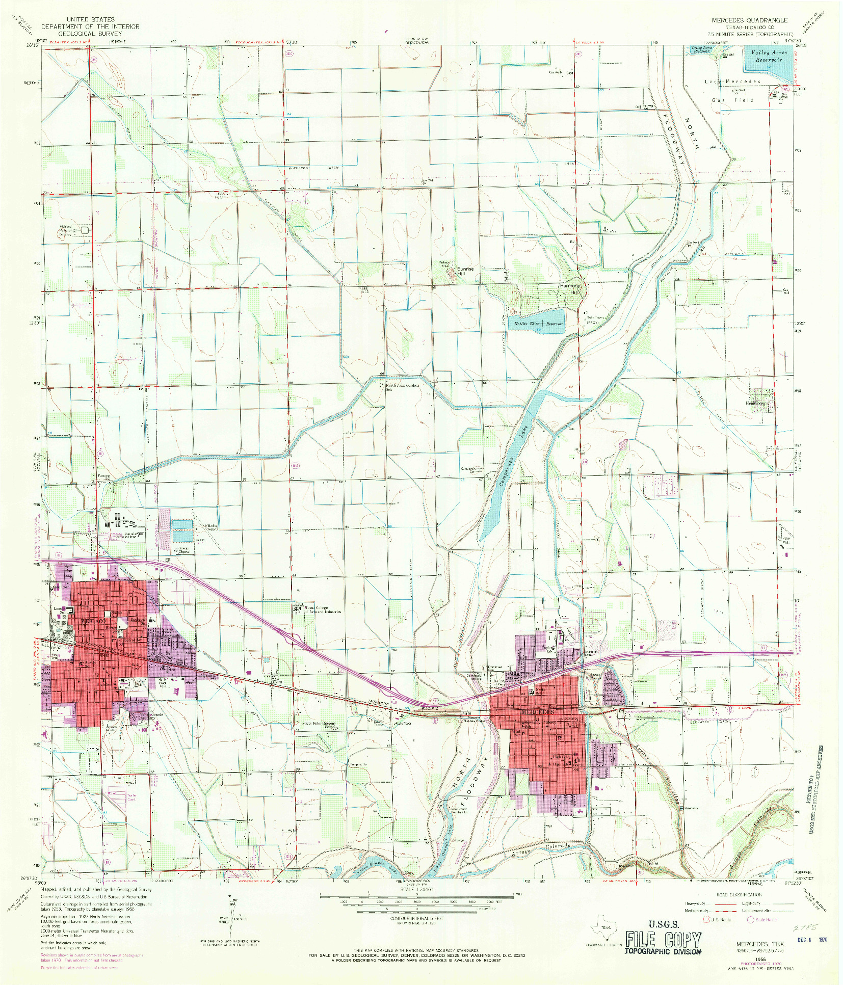 USGS 1:24000-SCALE QUADRANGLE FOR MERCEDES, TX 1956