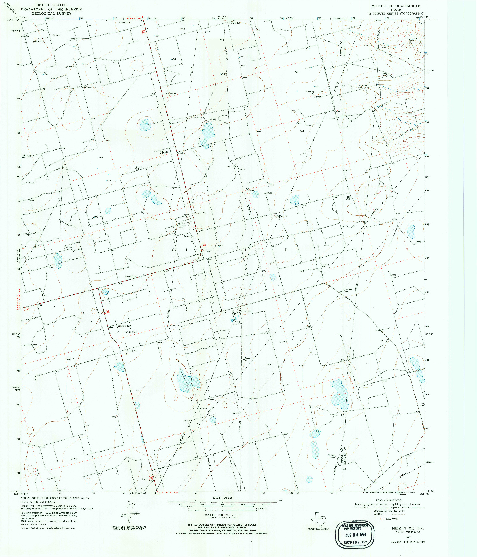 USGS 1:24000-SCALE QUADRANGLE FOR MIDKIFF SE, TX 1968