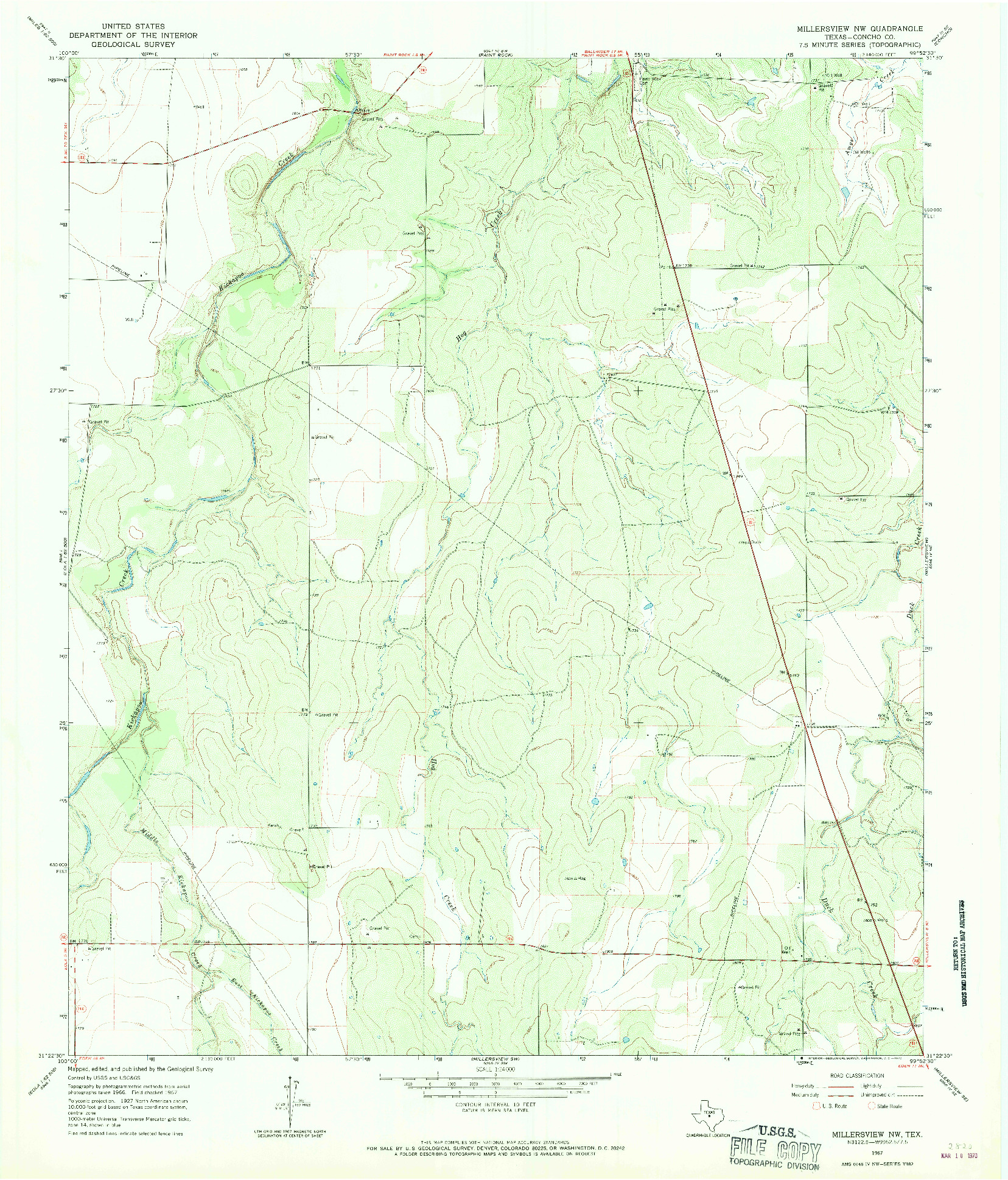 USGS 1:24000-SCALE QUADRANGLE FOR MILLERSVIEW NW, TX 1967