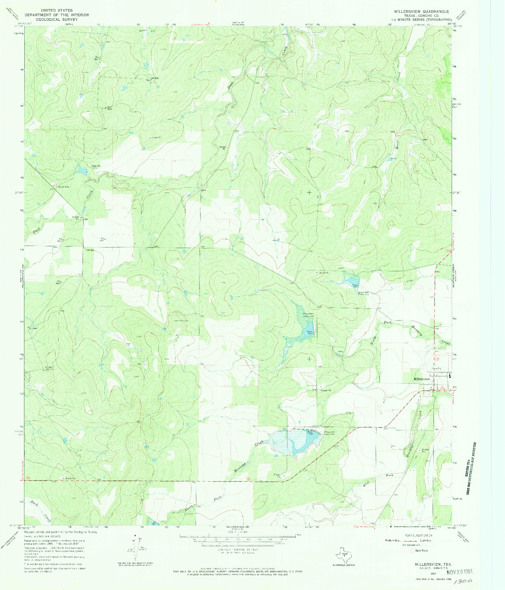 USGS 1:24000-SCALE QUADRANGLE FOR MILLERSVIEW, TX 1967