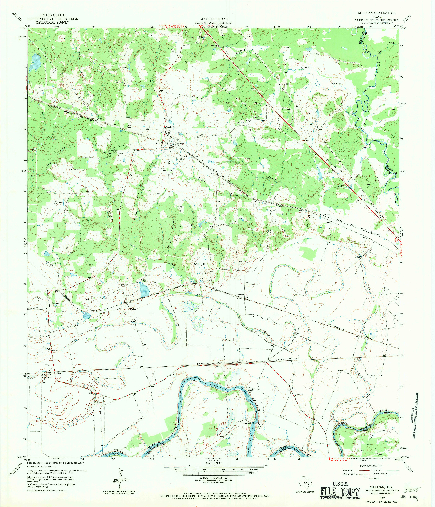 USGS 1:24000-SCALE QUADRANGLE FOR MILLICAN, TX 1959