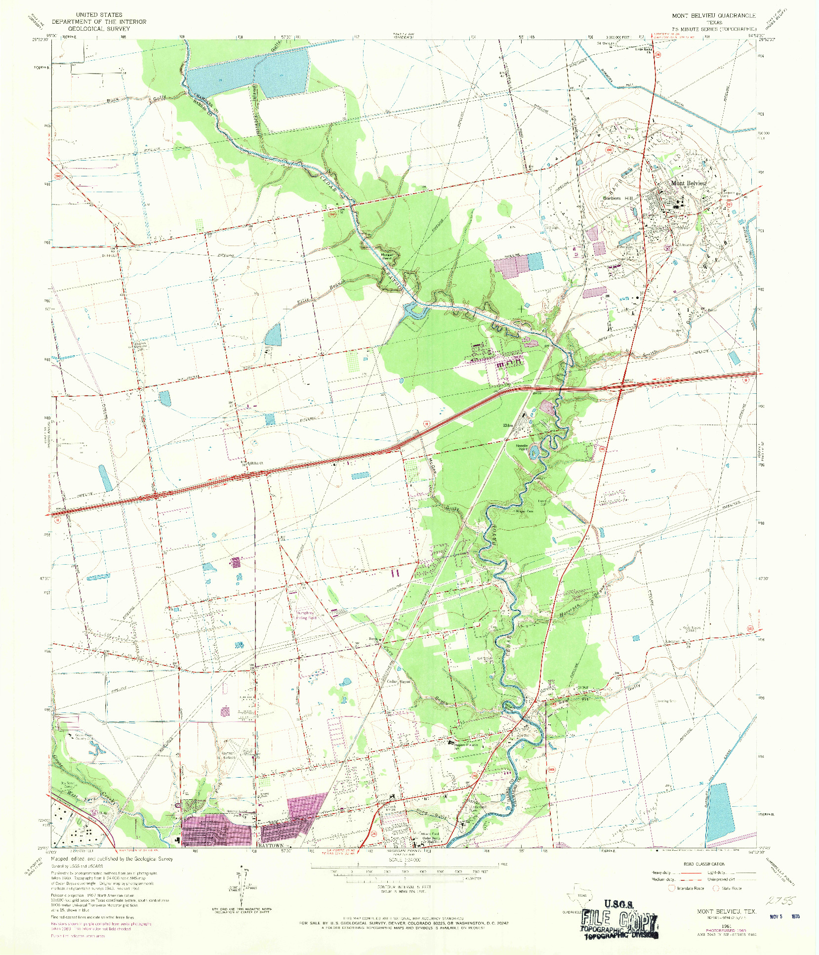 USGS 1:24000-SCALE QUADRANGLE FOR MONT BELVIEU, TX 1961