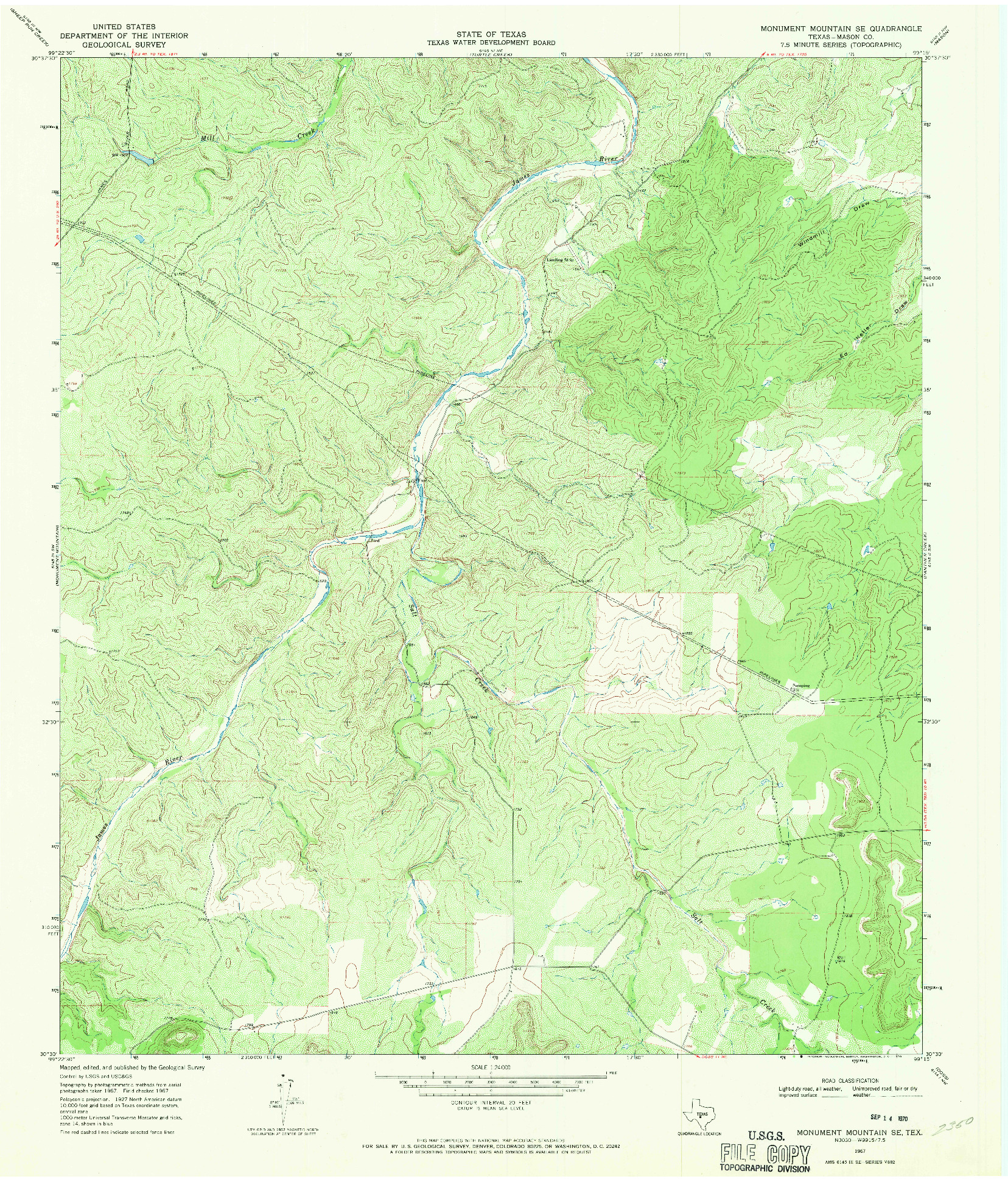 USGS 1:24000-SCALE QUADRANGLE FOR MONUMENT MOUNTAIN SE, TX 1967