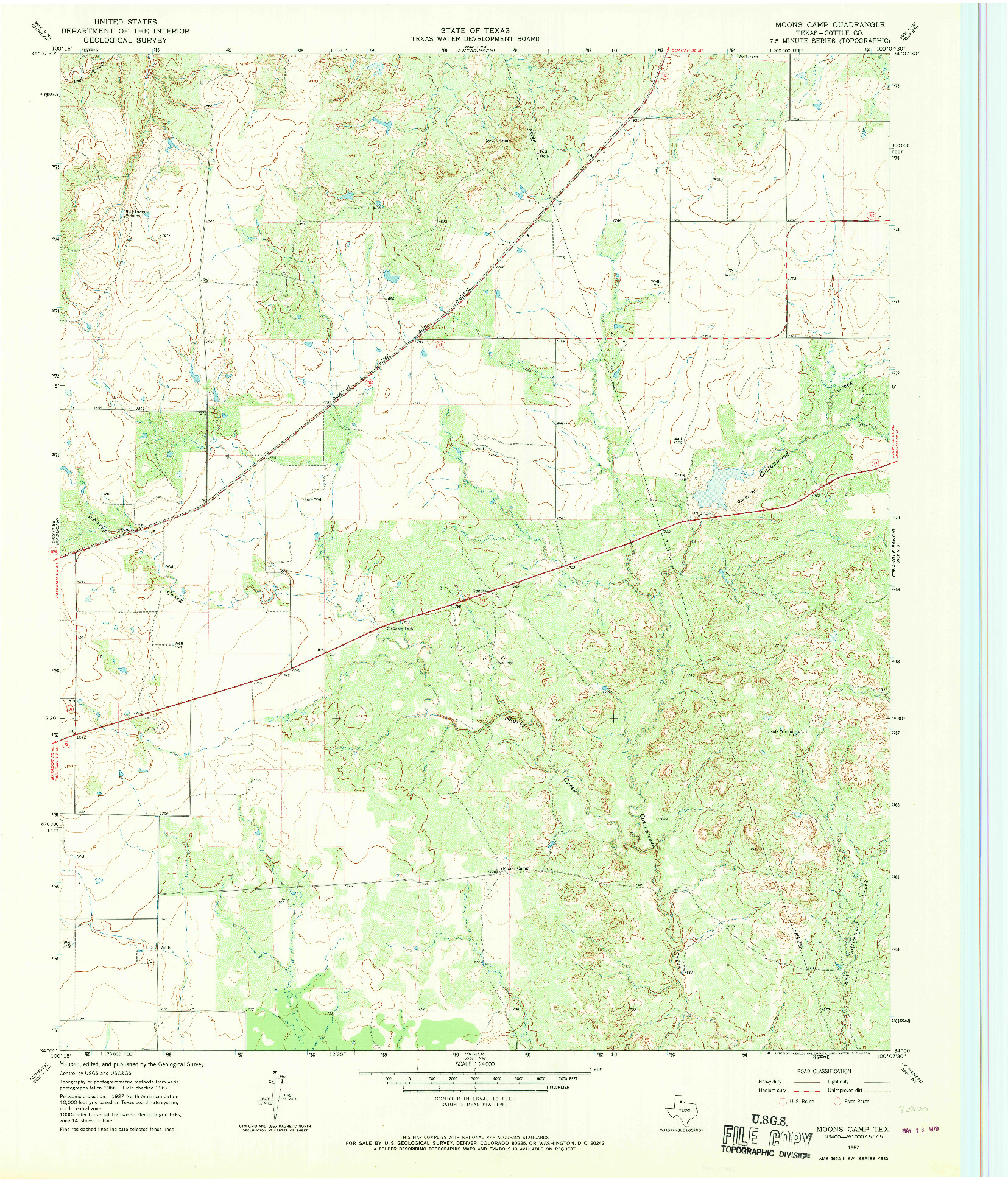 USGS 1:24000-SCALE QUADRANGLE FOR MOONS CAMP, TX 1967