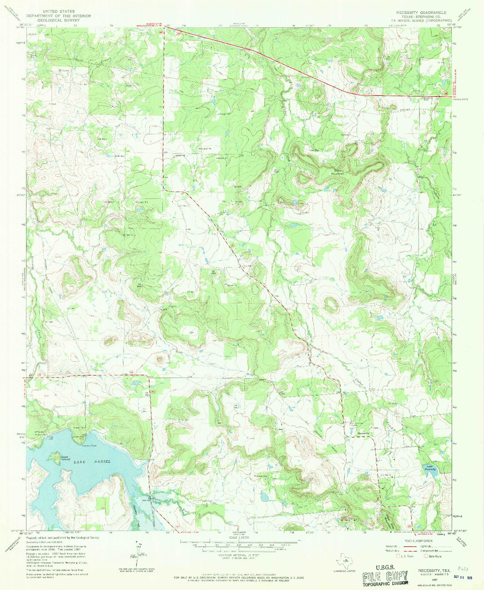USGS 1:24000-SCALE QUADRANGLE FOR NECESSITY, TX 1967