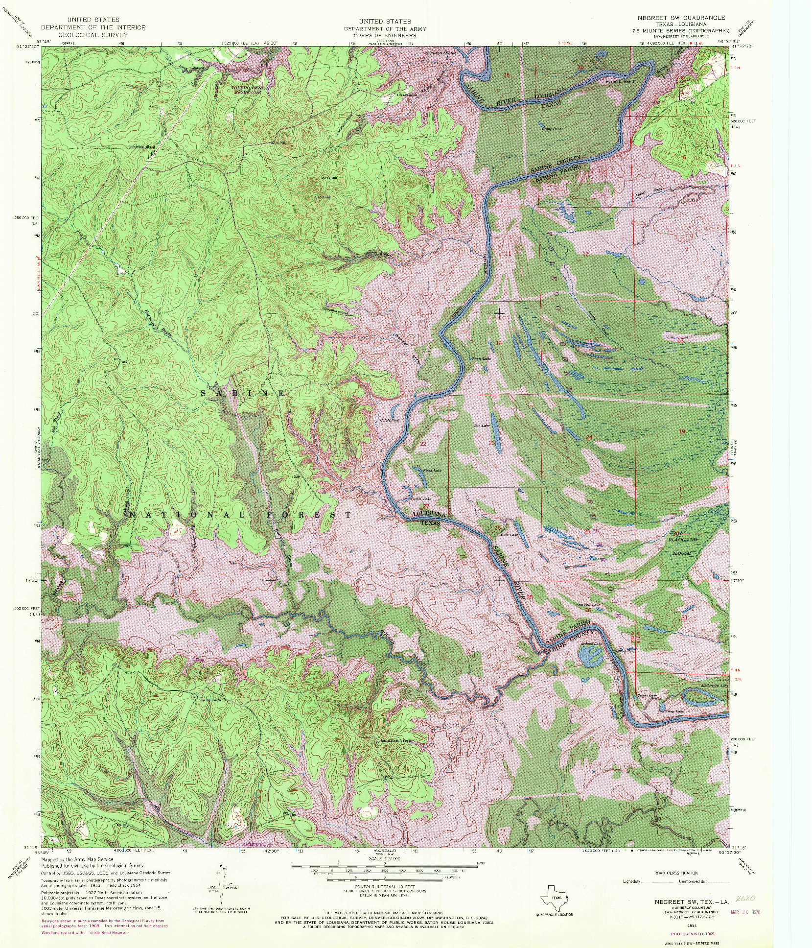USGS 1:24000-SCALE QUADRANGLE FOR NEGREET SW, TX 1954