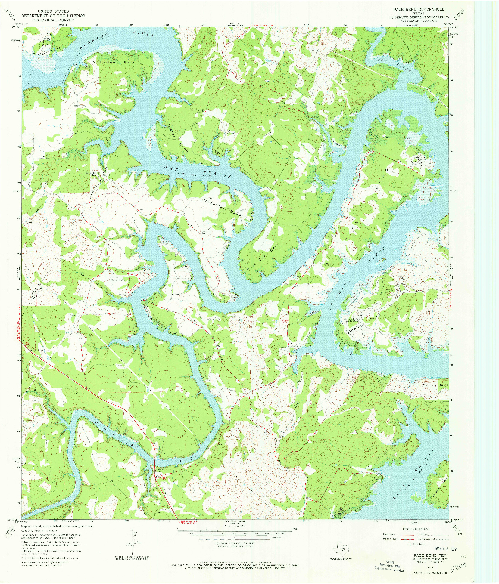 USGS 1:24000-SCALE QUADRANGLE FOR PACE BEND, TX 1967