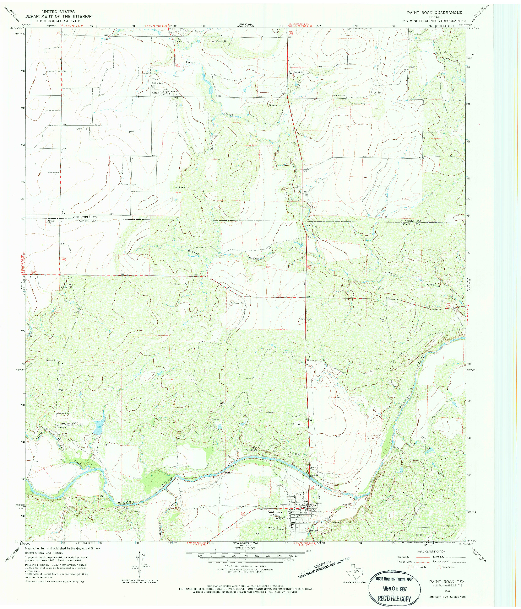 USGS 1:24000-SCALE QUADRANGLE FOR PAINT ROCK, TX 1967