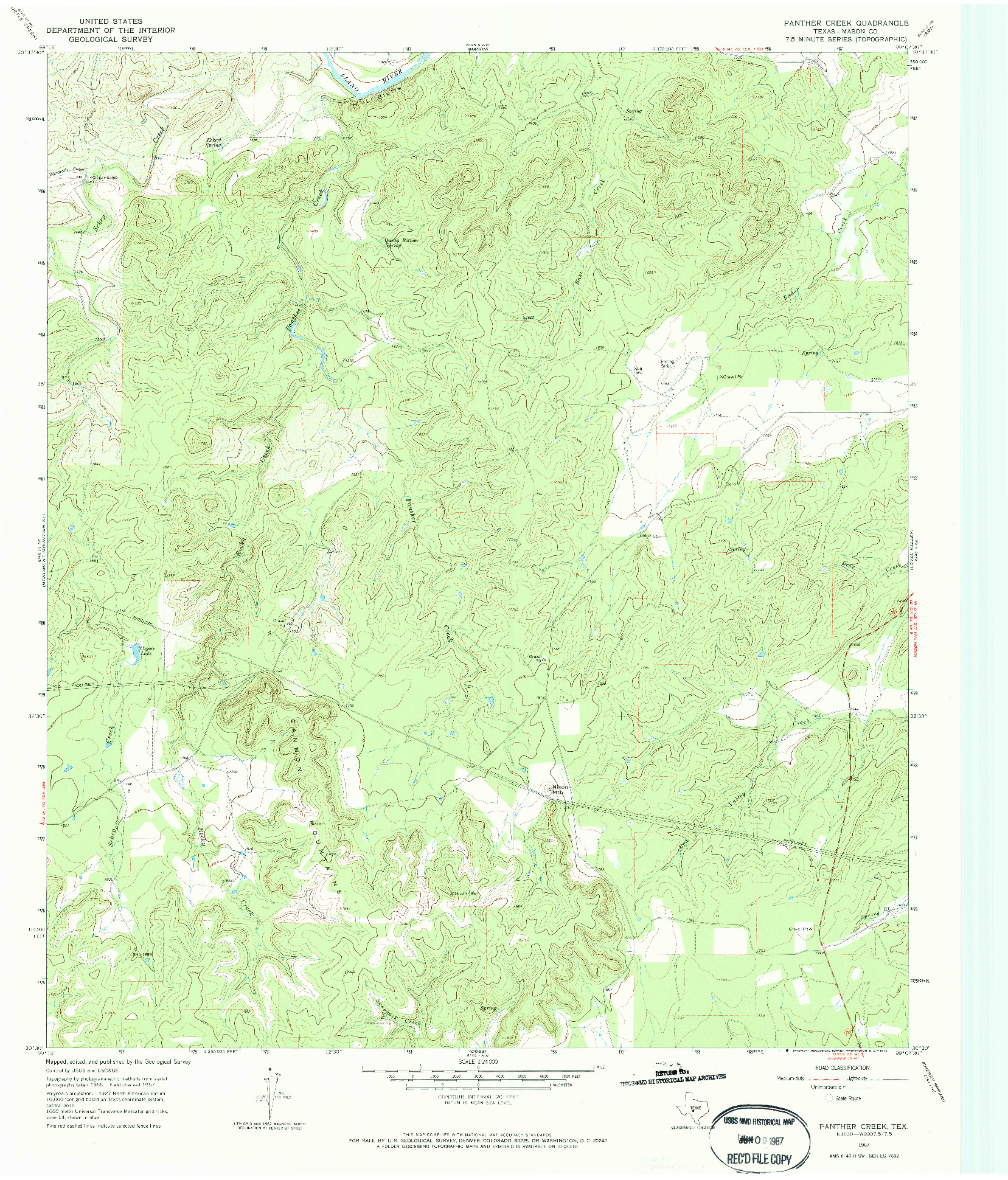 USGS 1:24000-SCALE QUADRANGLE FOR PANTHER CREEK, TX 1967