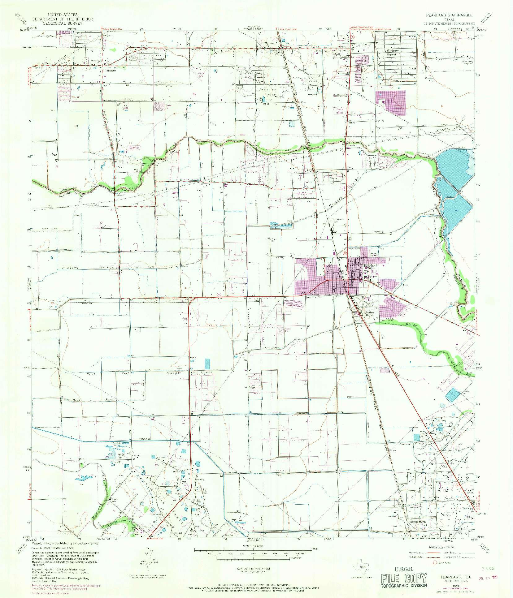 USGS 1:24000-SCALE QUADRANGLE FOR PEARLAND, TX 1955