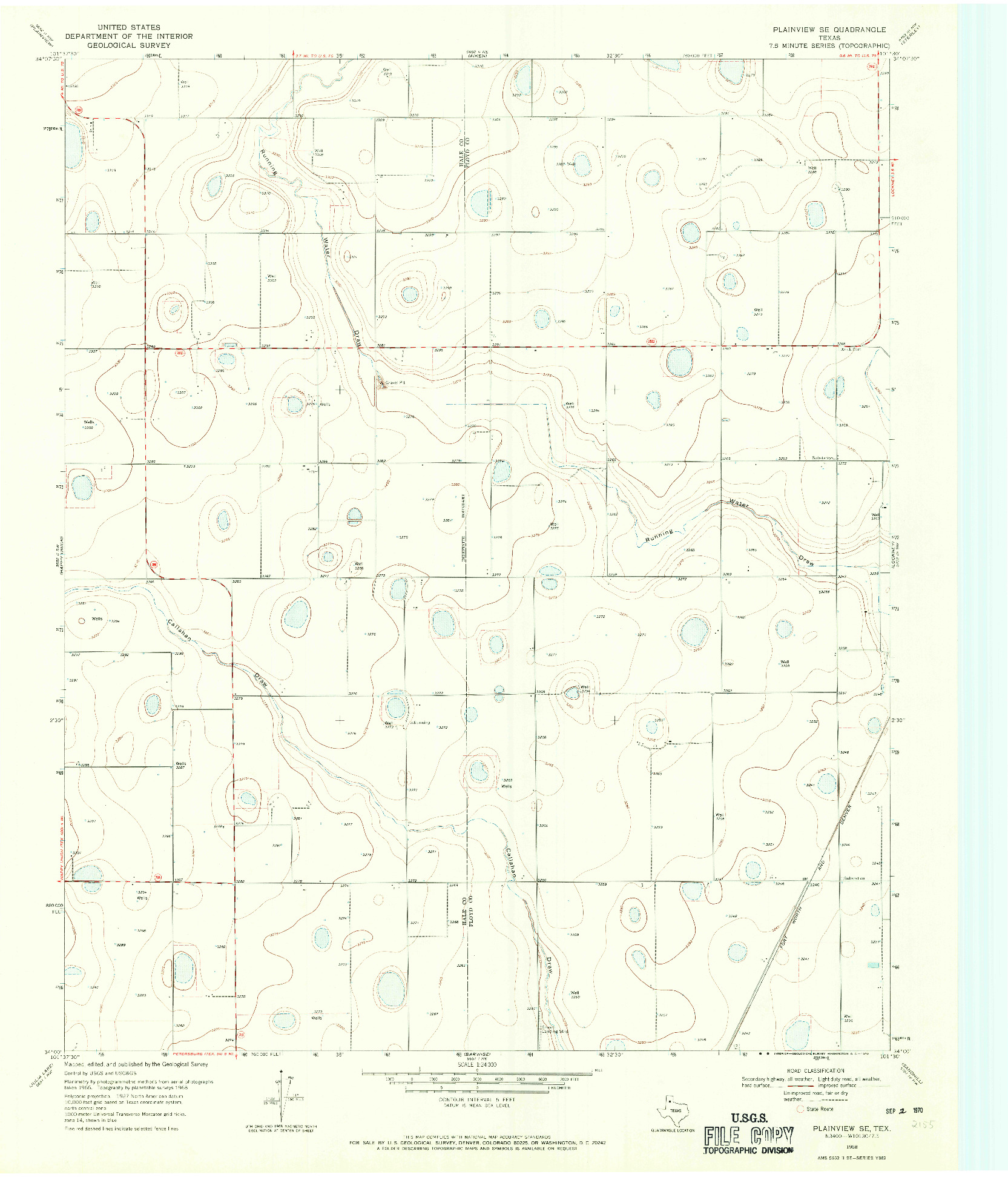 USGS 1:24000-SCALE QUADRANGLE FOR PLAINVIEW SE, TX 1968