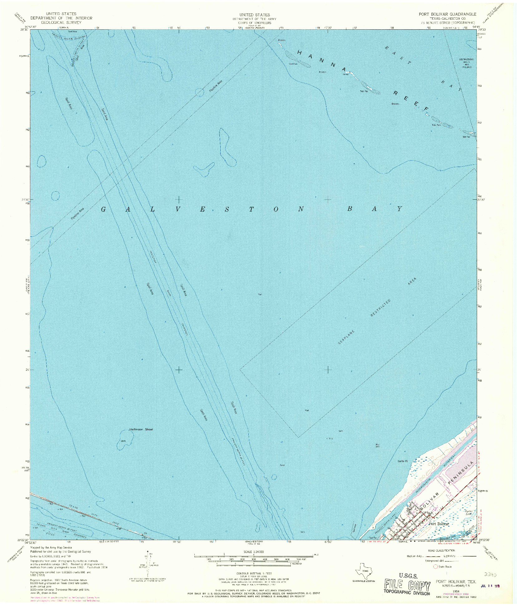 USGS 1:24000-SCALE QUADRANGLE FOR PORT BOLIVAR, TX 1954