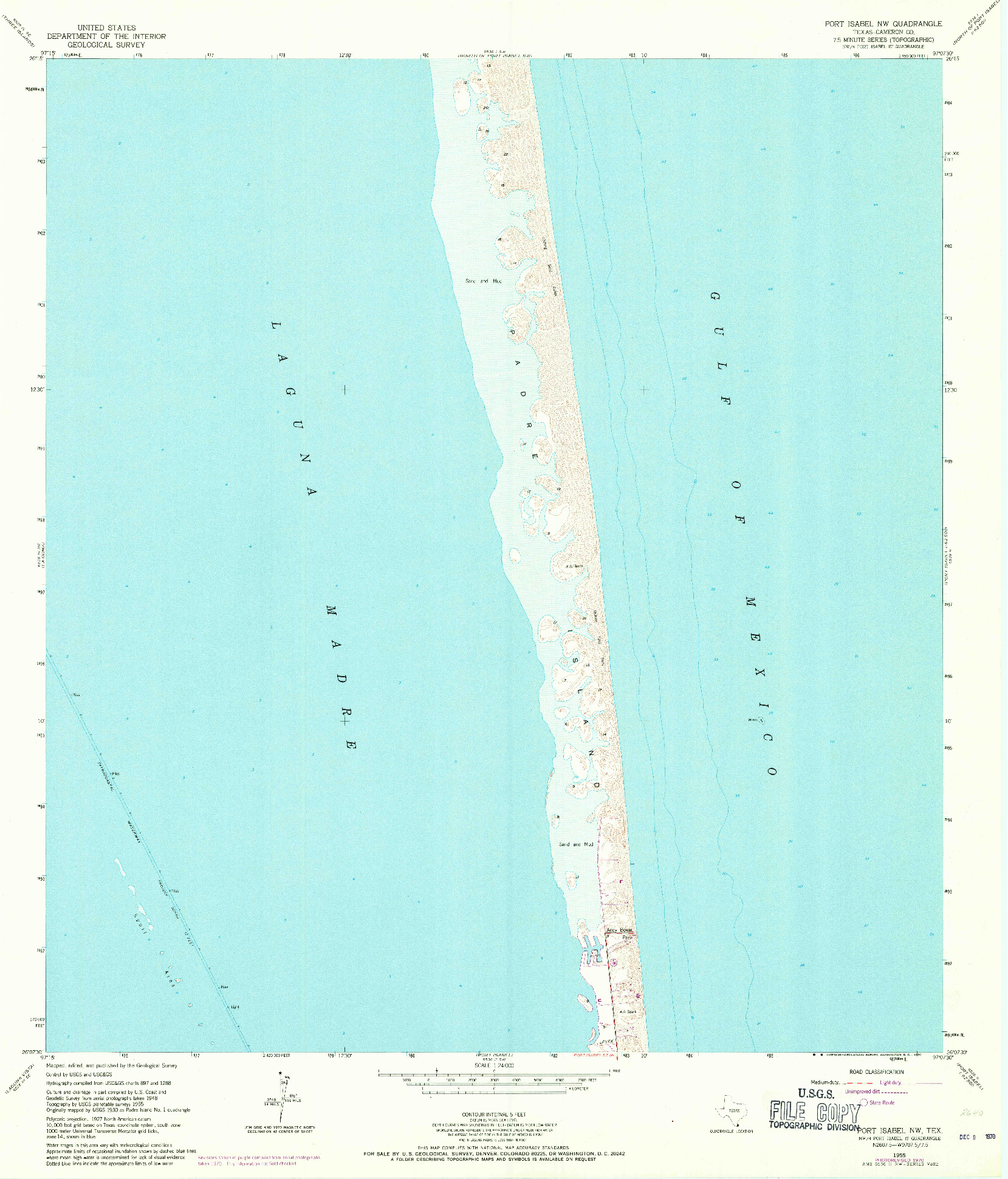 USGS 1:24000-SCALE QUADRANGLE FOR PORT ISABEL NW, TX 1955