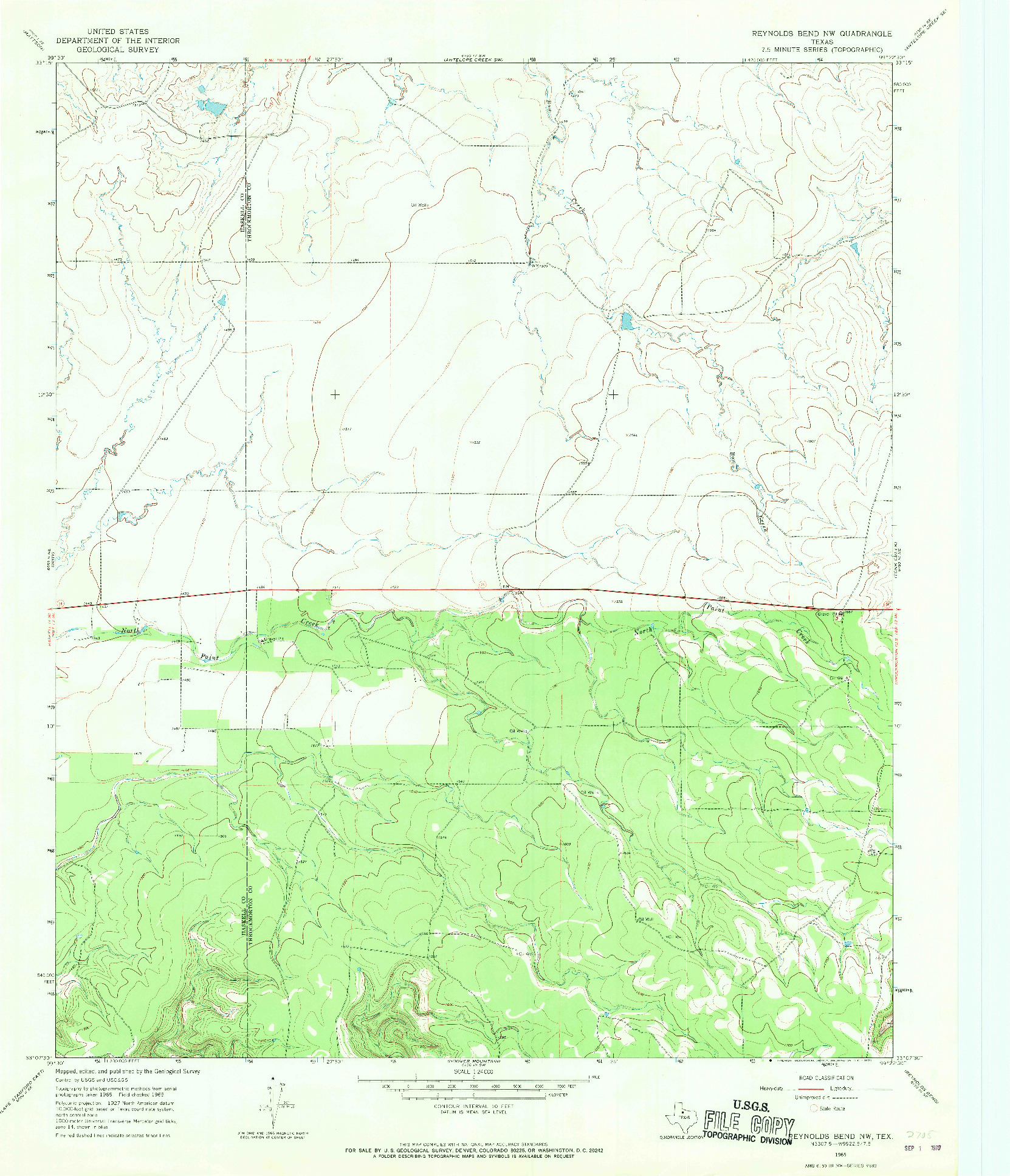 USGS 1:24000-SCALE QUADRANGLE FOR REYNOLDS BEND NW, TX 1965
