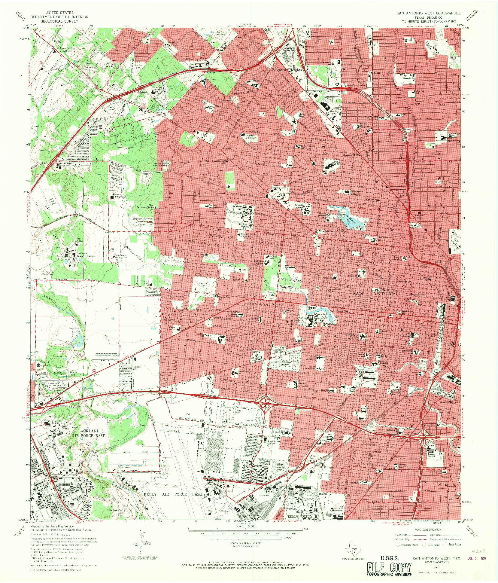 USGS 1:24000-SCALE QUADRANGLE FOR SAN ANTONIO WEST, TX 1967