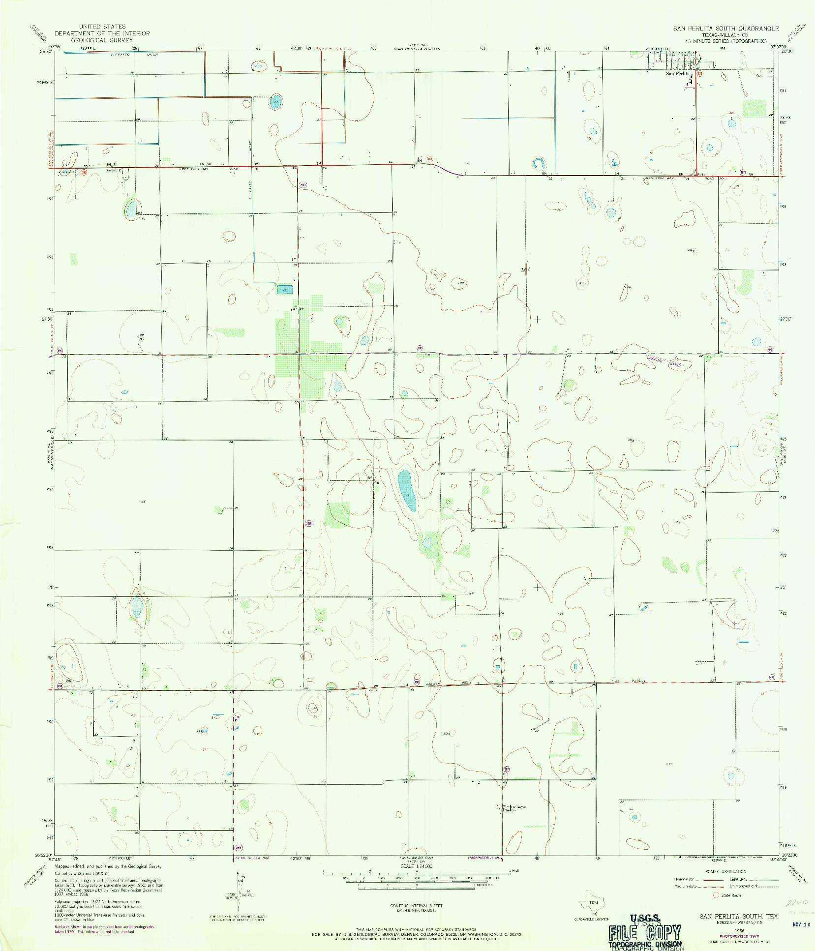 USGS 1:24000-SCALE QUADRANGLE FOR SAN PERLITA SOUTH, TX 1956