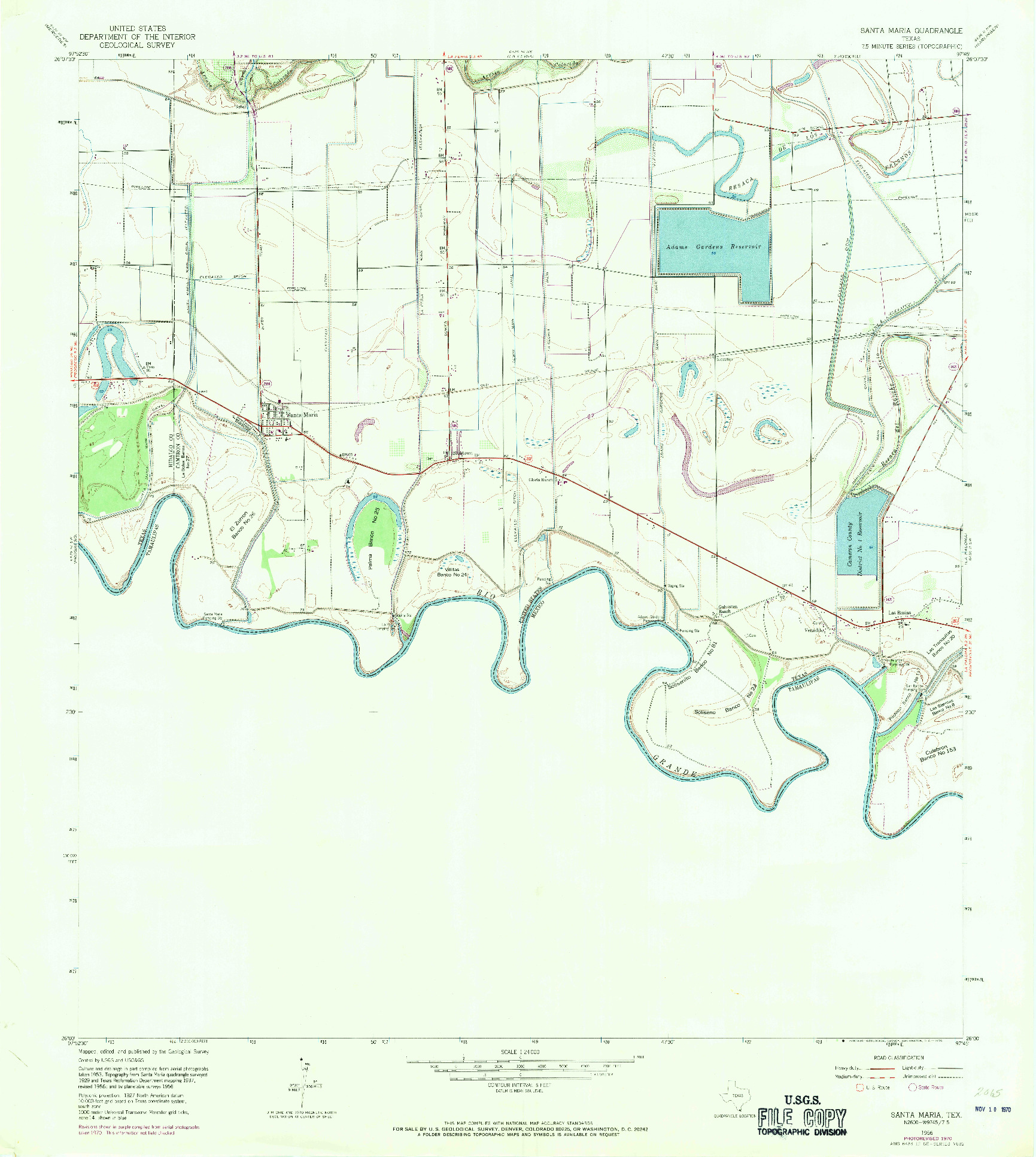 USGS 1:24000-SCALE QUADRANGLE FOR SANTA MARIA, TX 1956