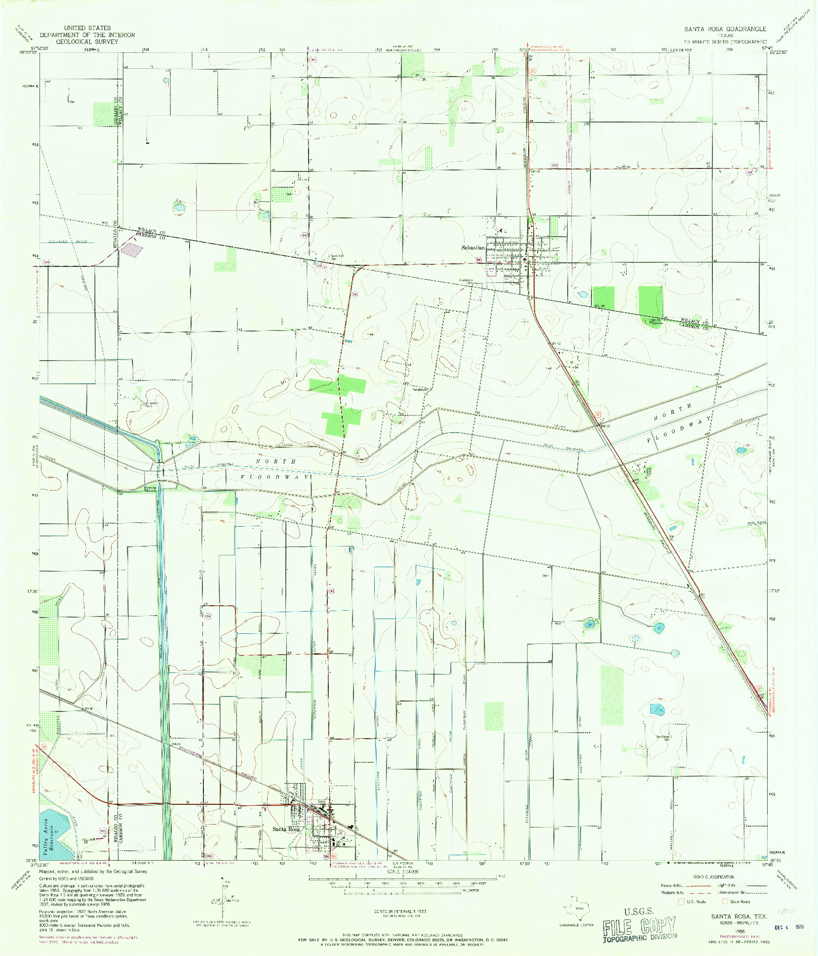 USGS 1:24000-SCALE QUADRANGLE FOR SANTA ROSA, TX 1956