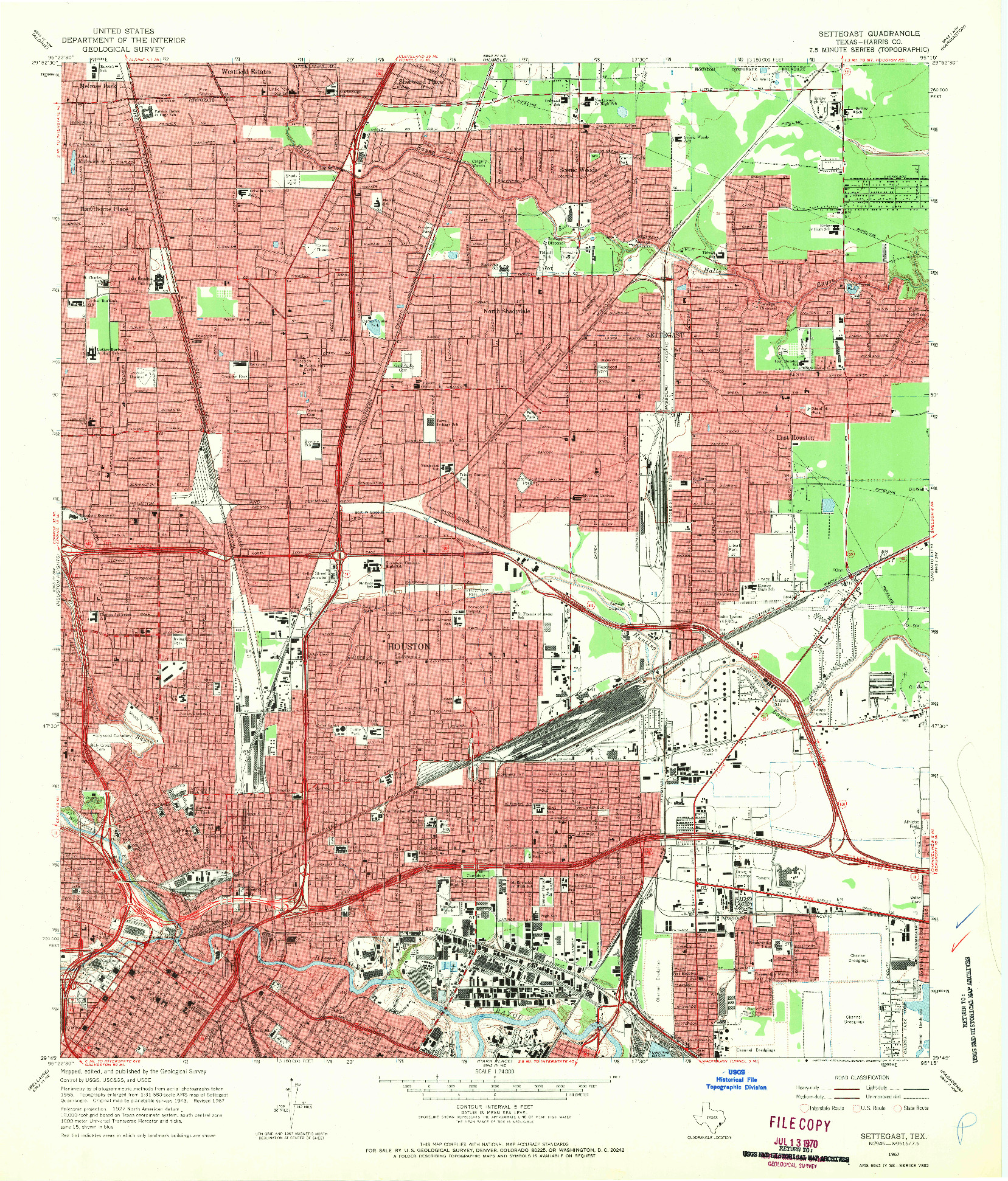 USGS 1:24000-SCALE QUADRANGLE FOR SETTEGAST, TX 1967