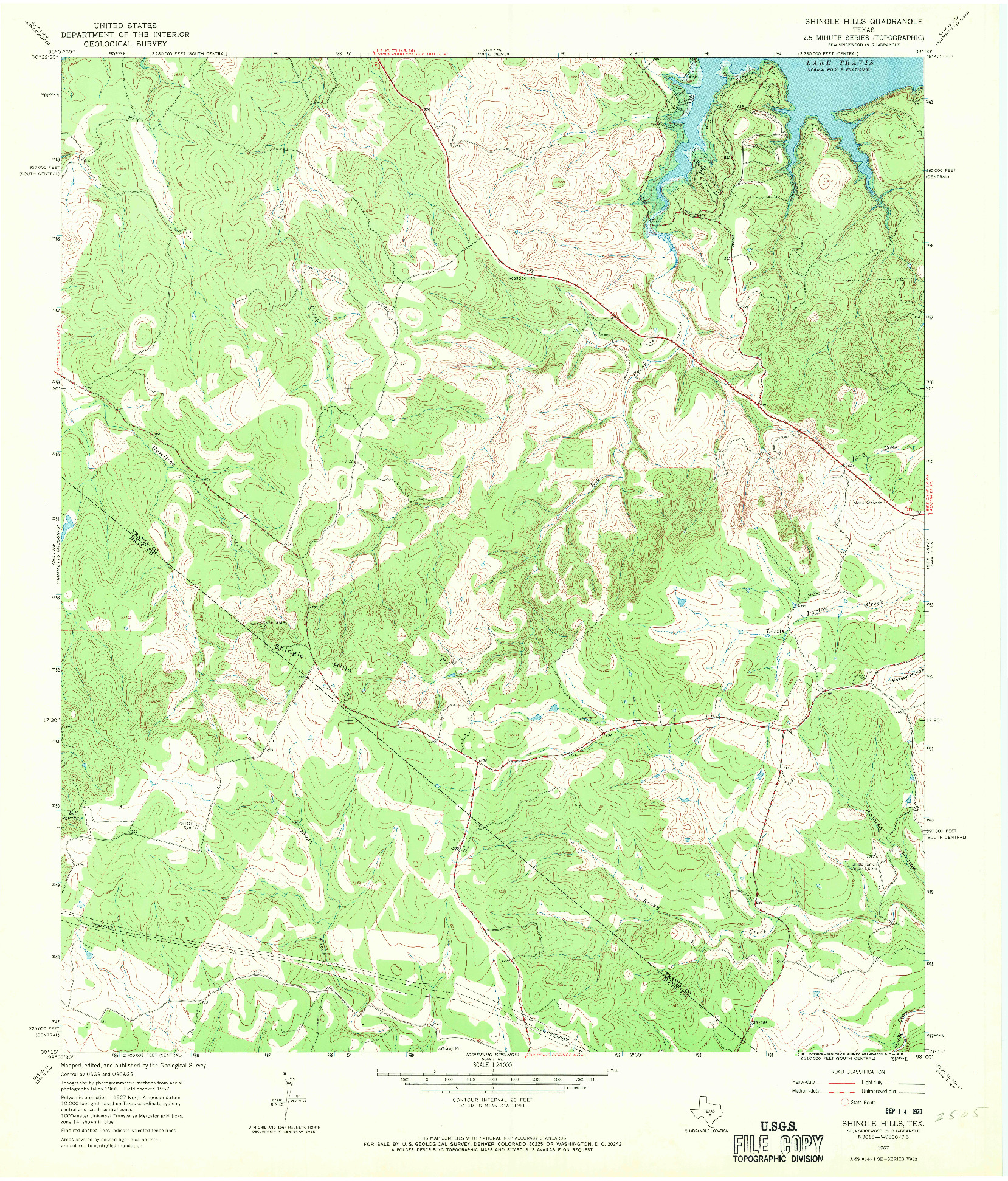 USGS 1:24000-SCALE QUADRANGLE FOR SHINGLE HILLS, TX 1967