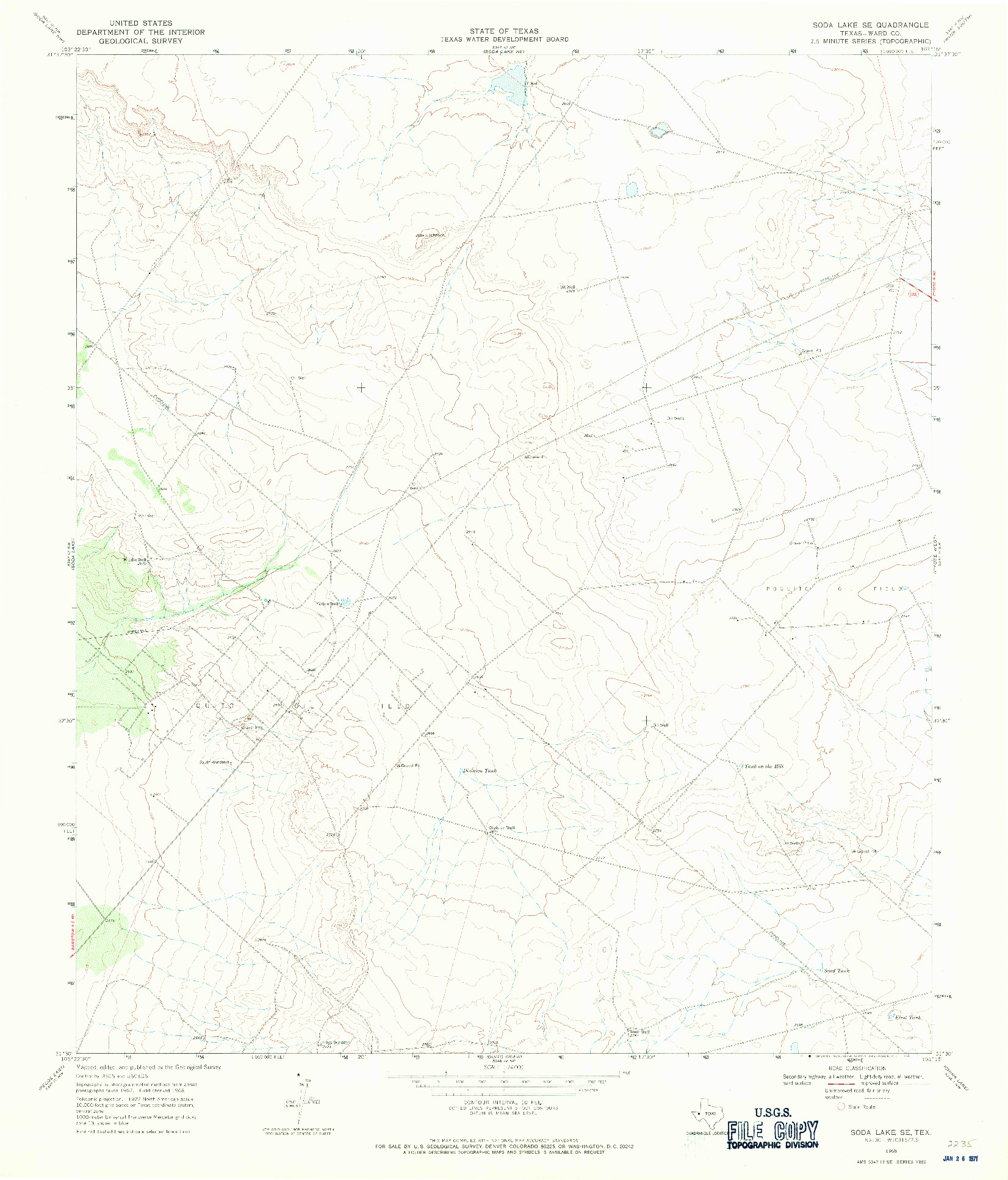 USGS 1:24000-SCALE QUADRANGLE FOR SODA LAKE SE, TX 1968